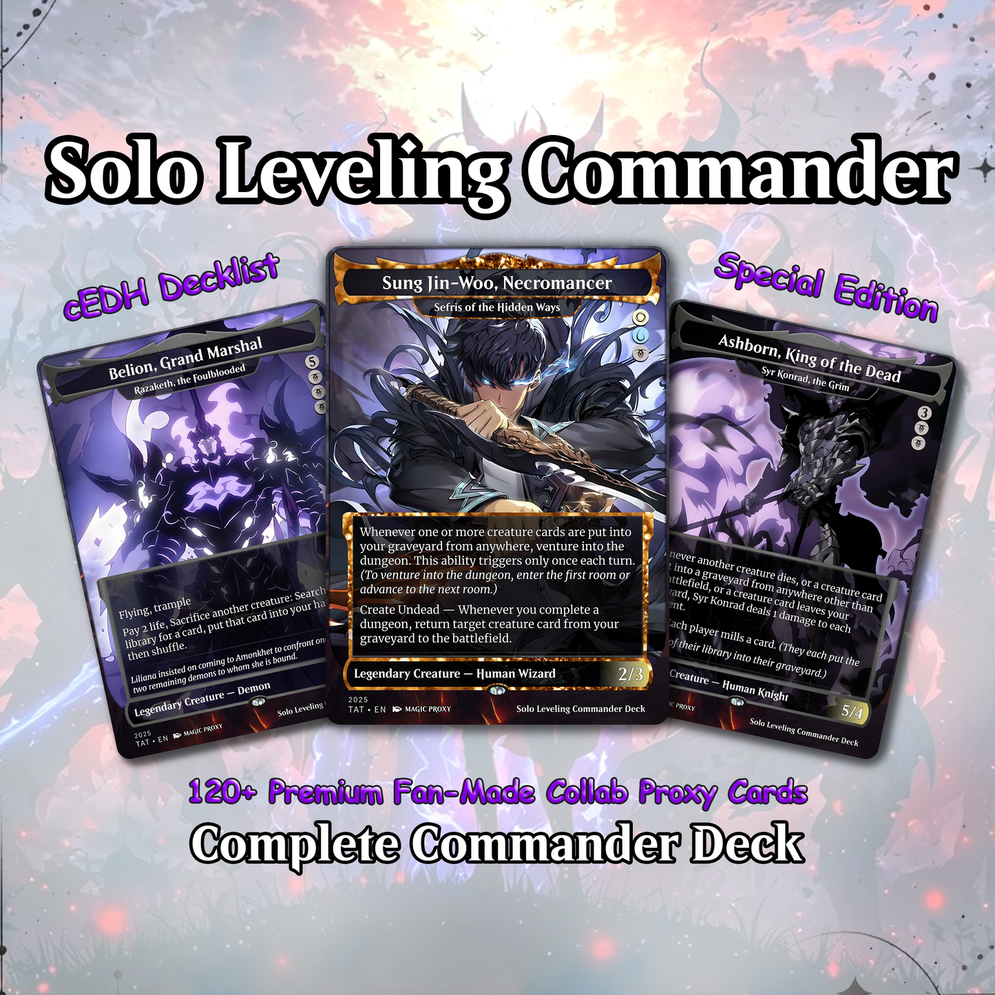 Solo Leveling Commander Deck | Jinwoo Inspired MTG Proxy Deck | Anime Card Collection