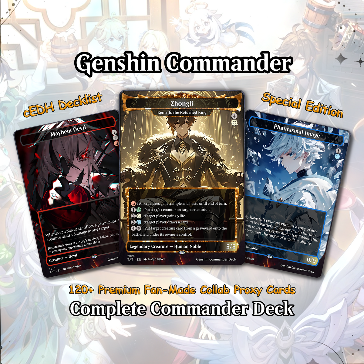 Genshin Impact Inspired MTG Commander Proxy Deck – Kenrith EDH – The Evolution – 100+ Custom Competitive Magic: The Gathering Proxy Cards
