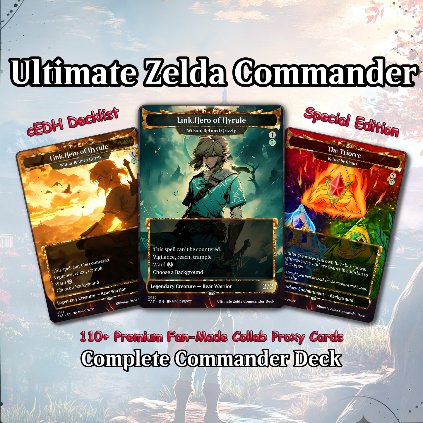 Ultimate Zelda MTG Commander Link & Triforce EDH Proxy Deck