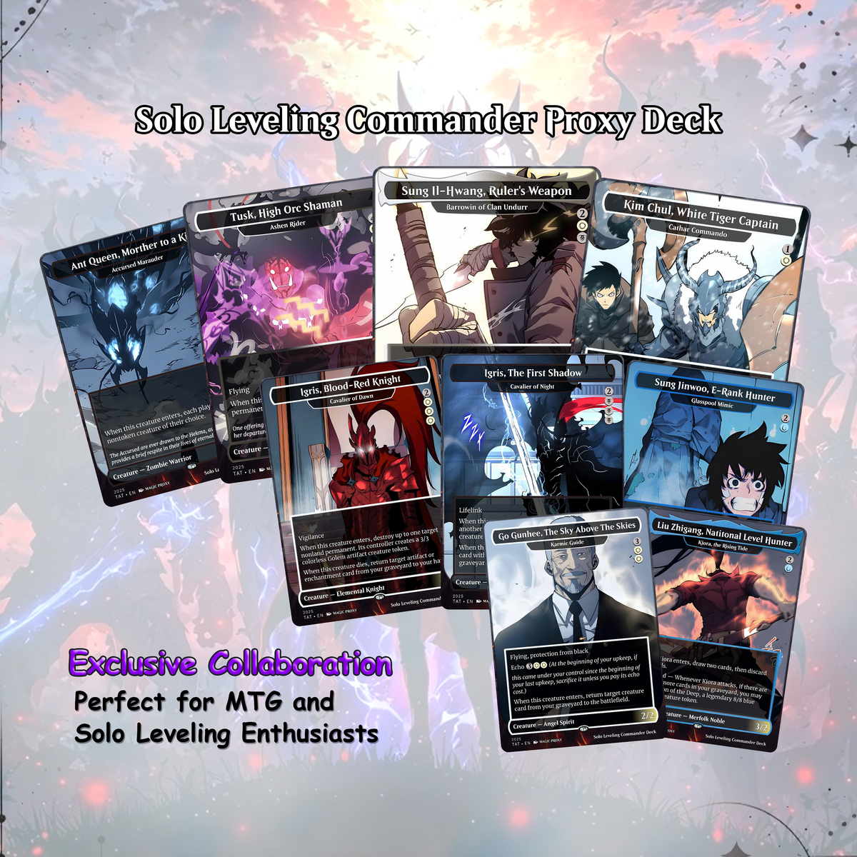 Solo Leveling Commander Deck | Jinwoo Inspired MTG Proxy Deck | Anime Card Collection