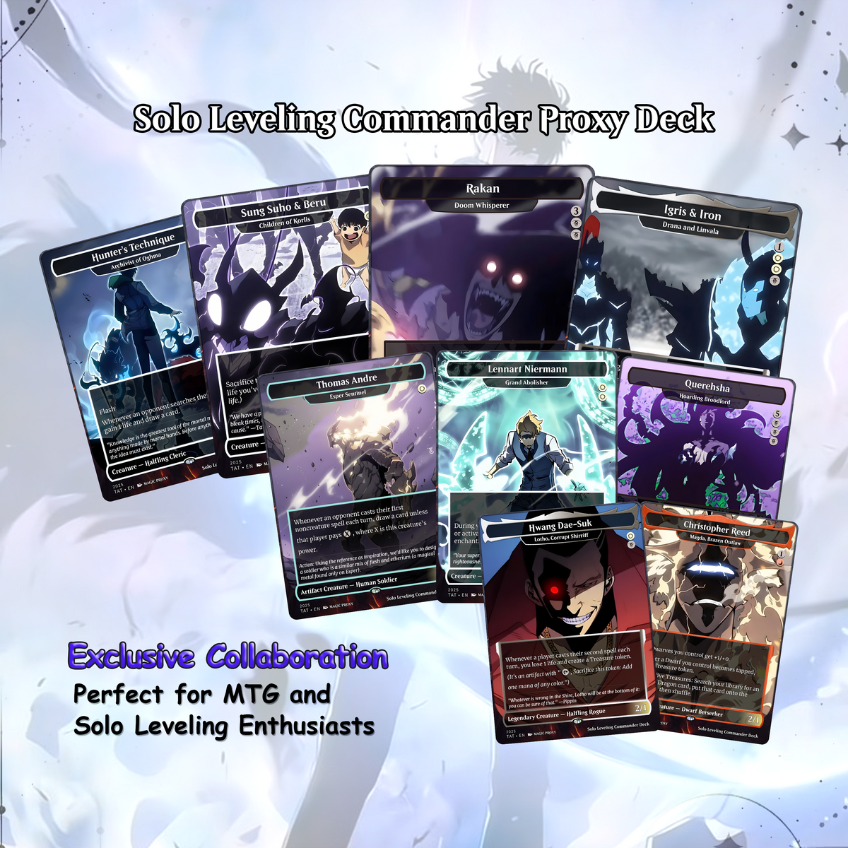 Solo Leveling Commander Deck • Jinwoo Sung Mtg Proxy Deck • Solo Leveling Proxy Card • Custom Mtg Proxies • Mtg Proxy • Mtg Deck Box