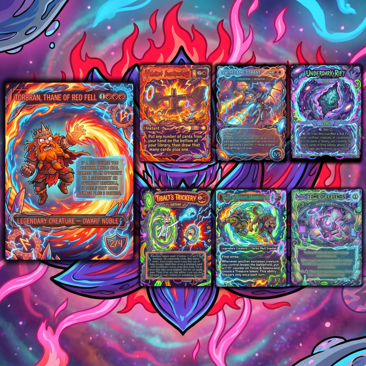 Rick and Morty Nekusar Commander Deck | Wheel MTG Proxy EDH Deck | 120 Custom MTG Cards & Tokens