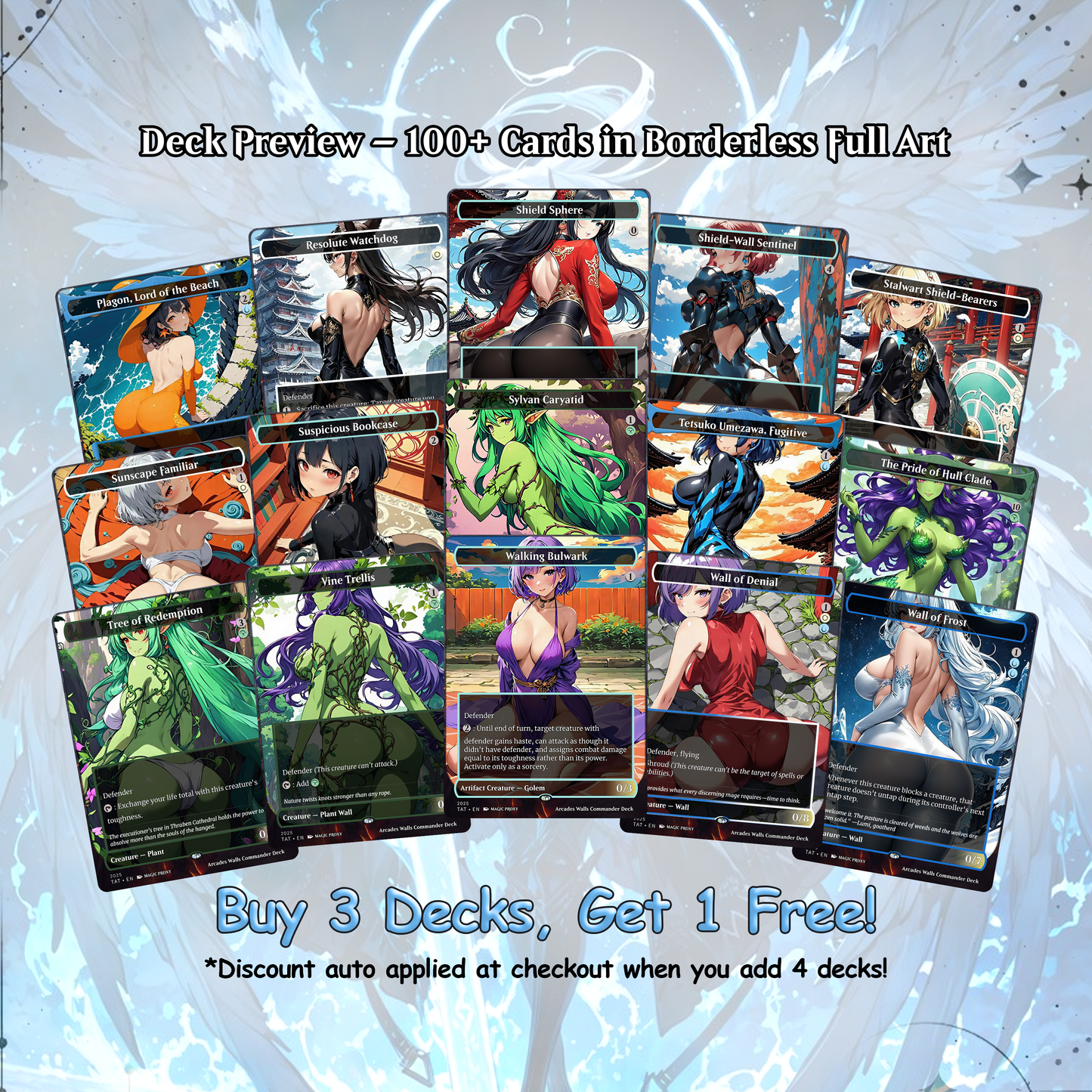 Arcades Walls/Butts Themed Defender Tribal Anime Style Waifu Proxy Commander Deck Custom Proxy MTG EDH Defender English High Quality Cards