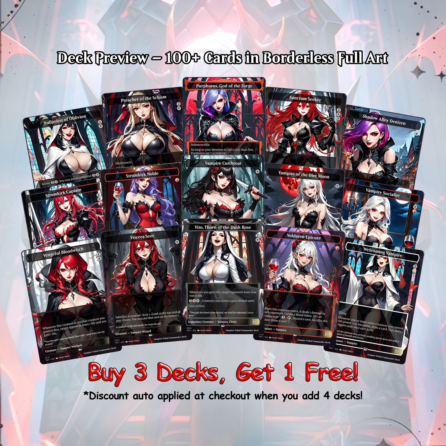 Vampire Tribal Anime Style Waifu Proxy Commander Deck Custom Proxy MTG EDH High Quality Cards