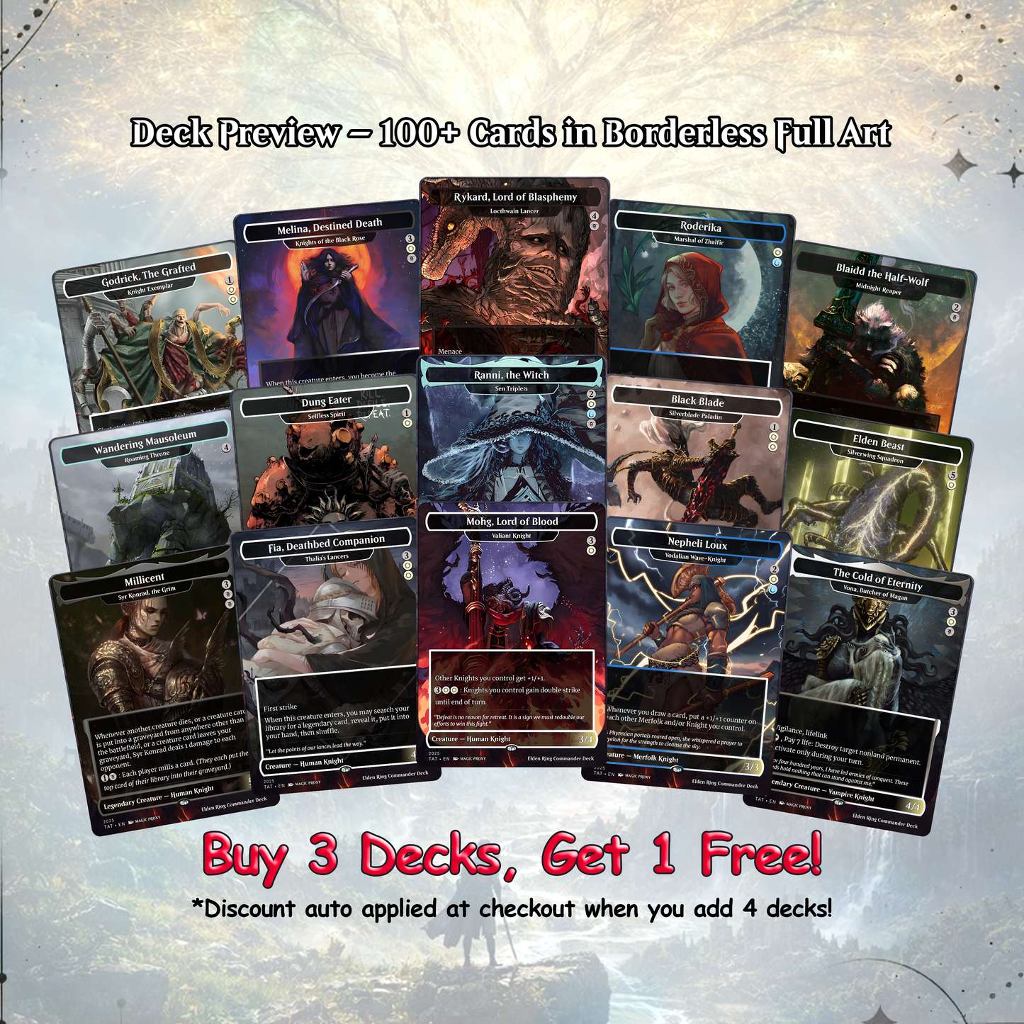 Elden Ring Commander Deck | Sidar Jabari MTG Proxy EDH Deck | 100+ Custom MTG Cards