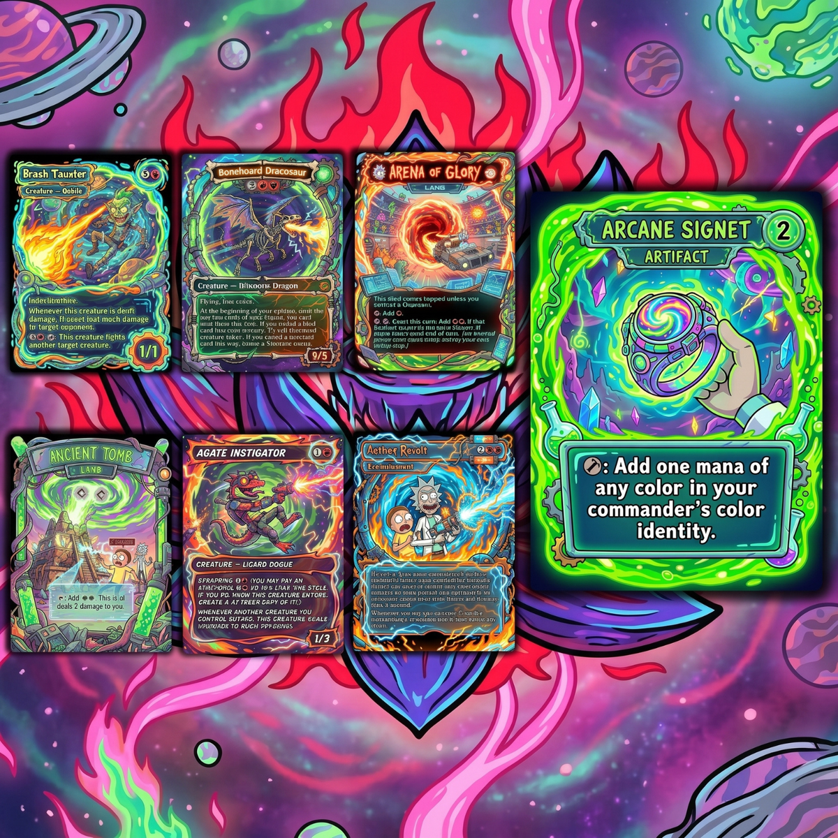 Rick and Morty Nekusar Commander Deck | Wheel MTG Proxy EDH Deck | 120 Custom MTG Cards & Tokens