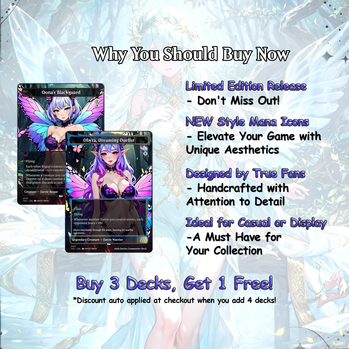 Alela Faeries Anime Style Waifu Proxy Commander Deck Special Edition Custom MTG EDH Deck English High Quality Cards