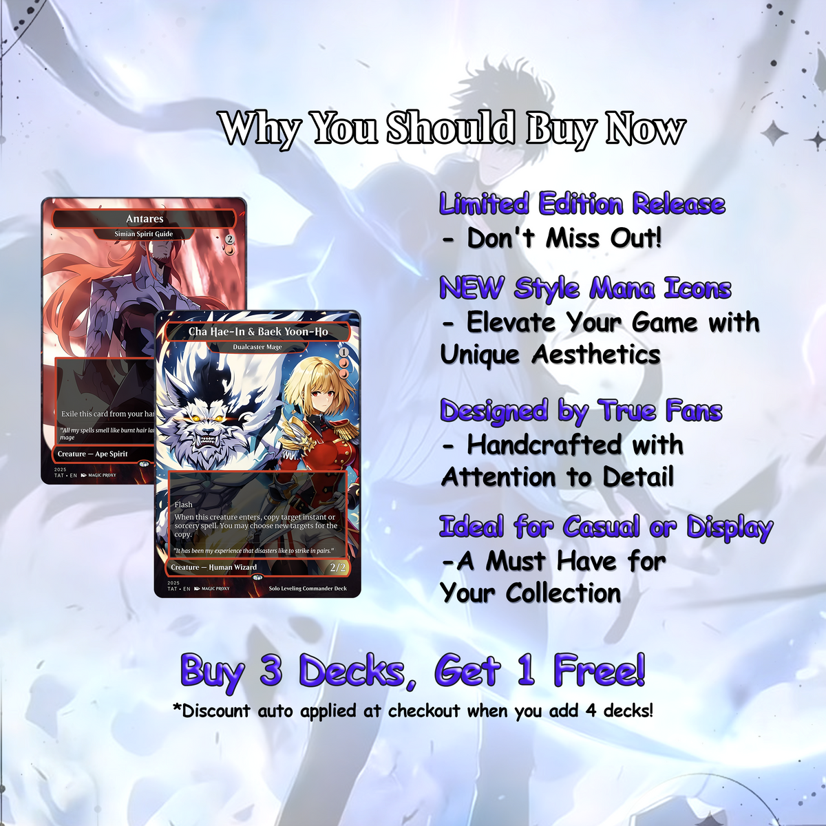 Solo Leveling Commander Deck • Jinwoo Sung Mtg Proxy Deck • Solo Leveling Proxy Card • Custom Mtg Proxies • Mtg Proxy • Mtg Deck Box