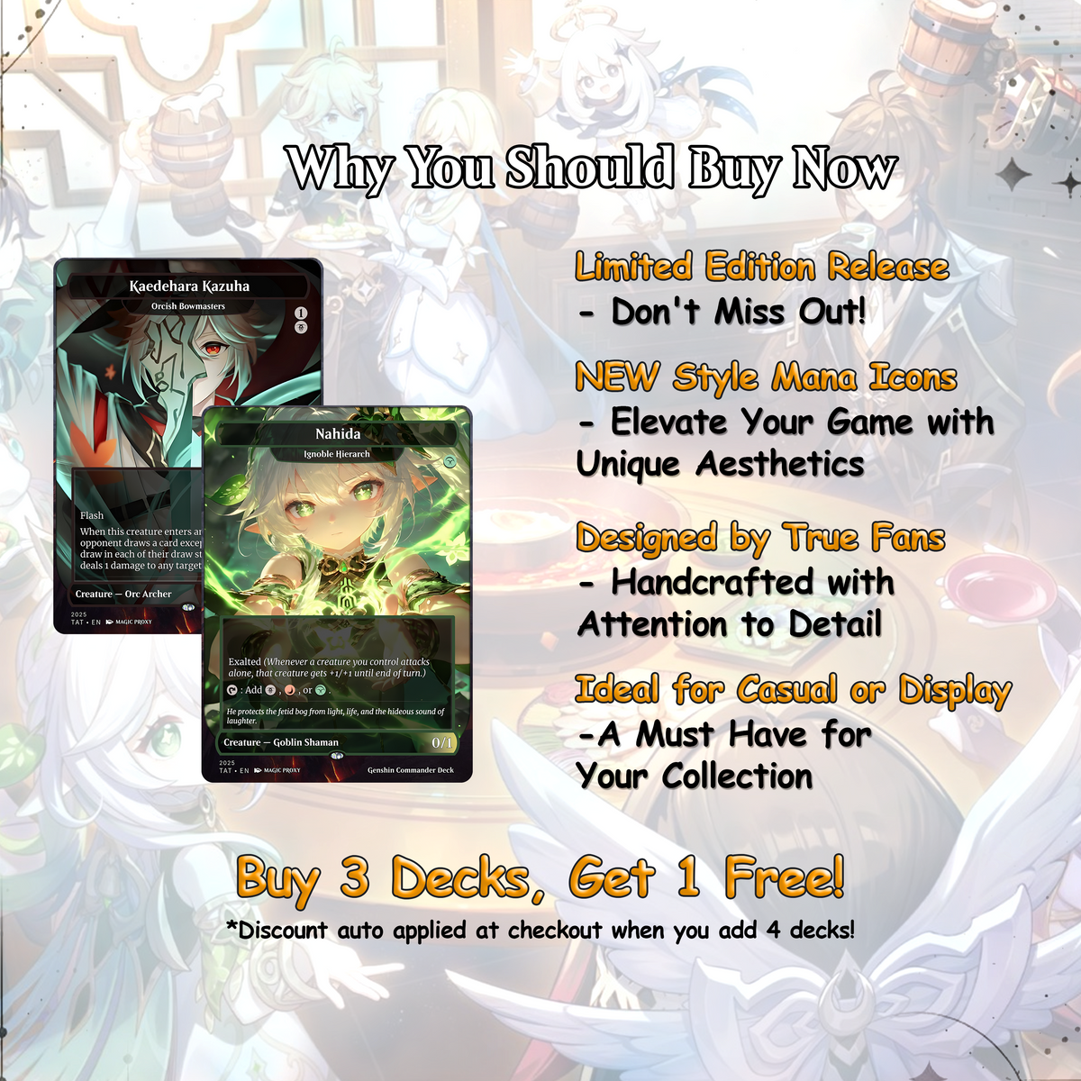 Genshin Impact Inspired MTG Commander Proxy Deck – Kenrith EDH – The Evolution – 100+ Custom Competitive Magic: The Gathering Proxy Cards
