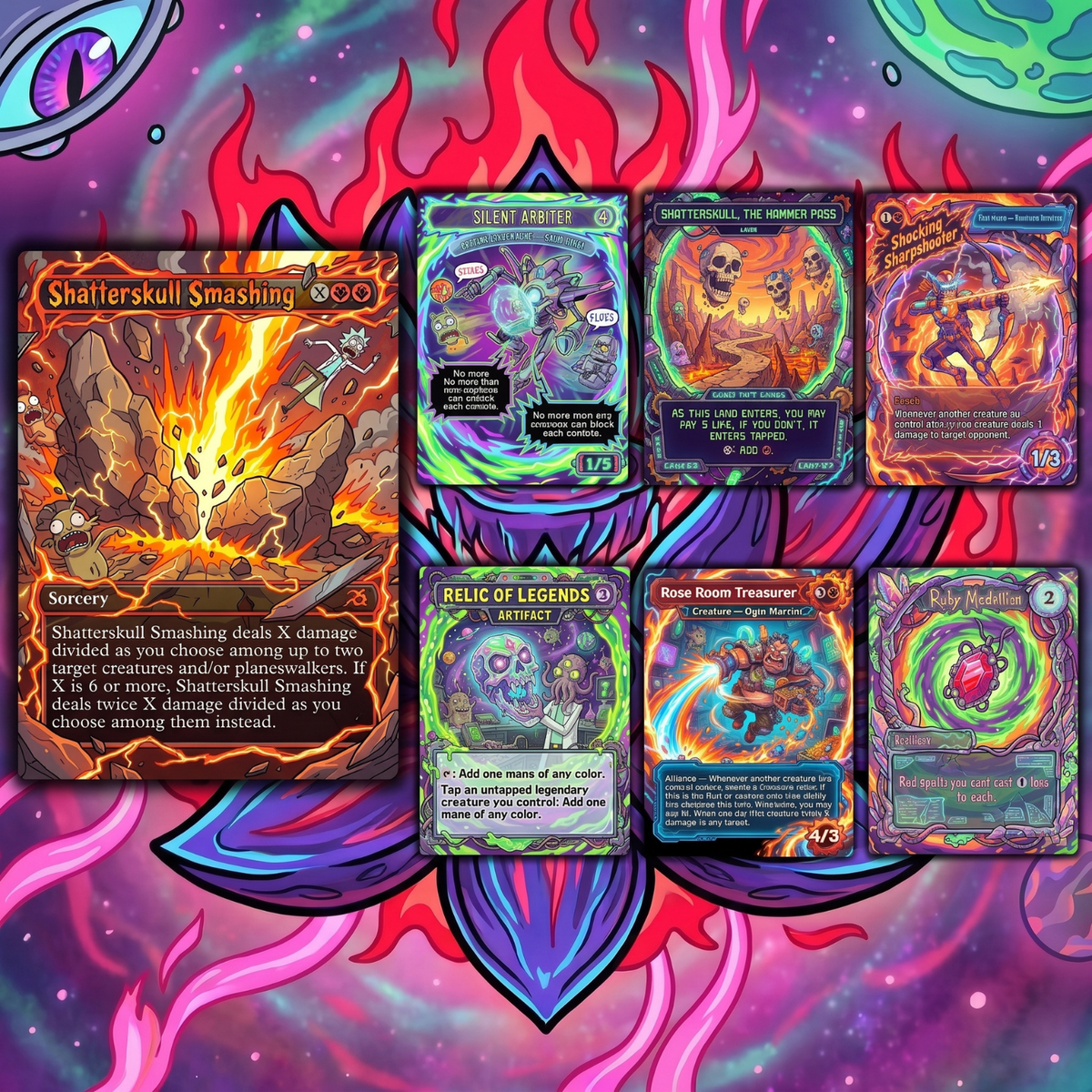 Rick and Morty Nekusar Commander Deck | Wheel MTG Proxy EDH Deck | 120 Custom MTG Cards & Tokens