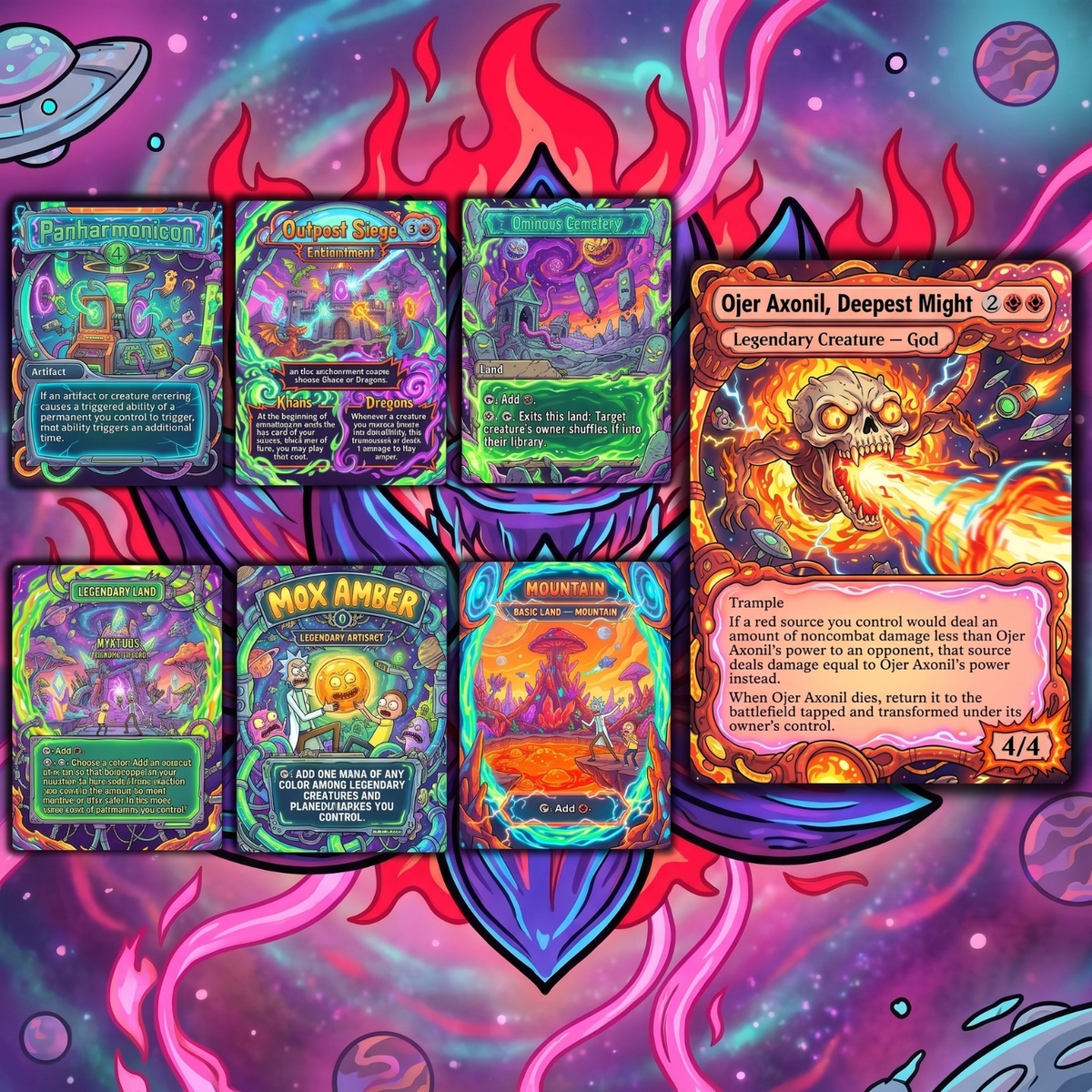 Rick and Morty Nekusar Commander Deck | Wheel MTG Proxy EDH Deck | 120 Custom MTG Cards & Tokens