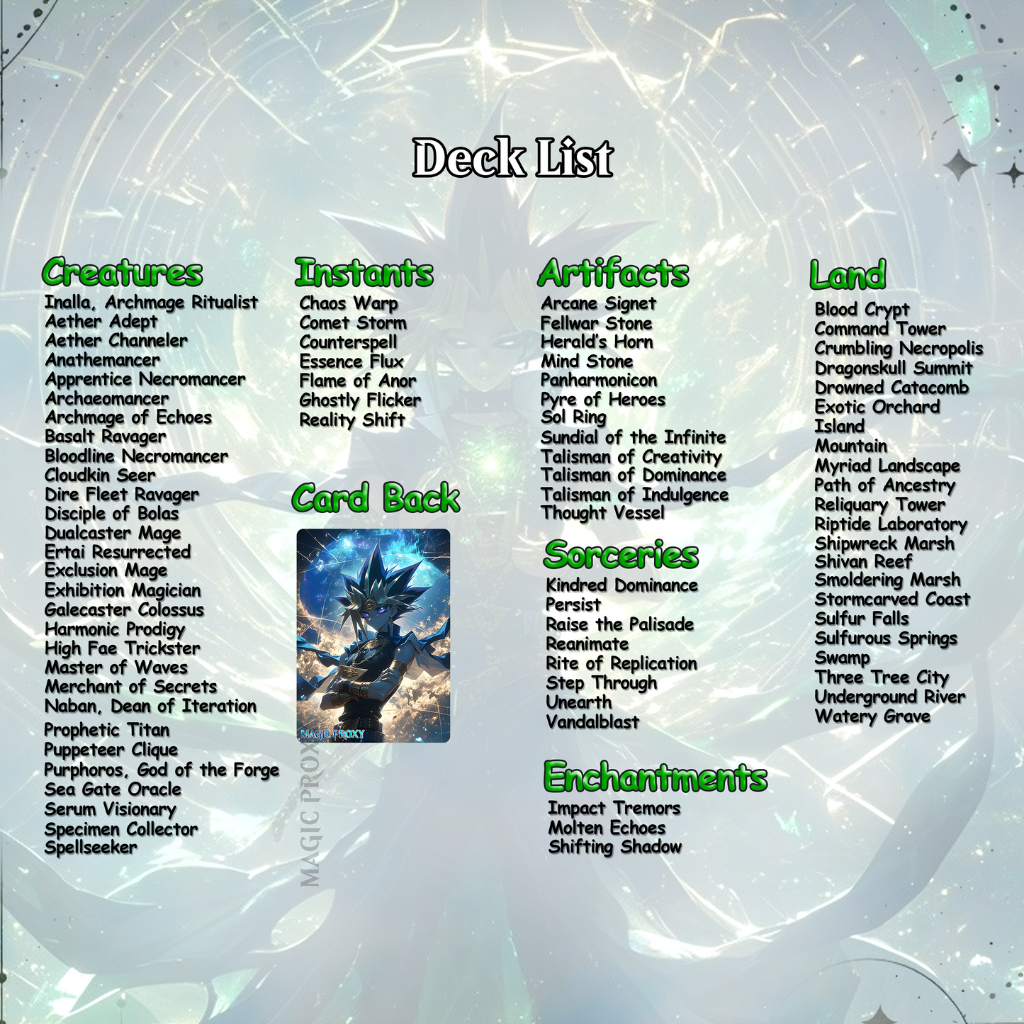 Yu-Gi-Oh MTG EDH Commander Proxy Deck - Dark Magic! - Wizards - 100 Cards, 8 Tokens - Magic - Gathering - Yugioh - Proxies - Orica