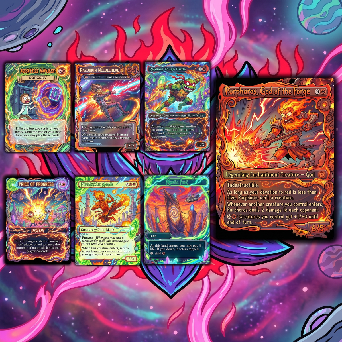 Rick and Morty Nekusar Commander Deck | Wheel MTG Proxy EDH Deck | 120 Custom MTG Cards & Tokens