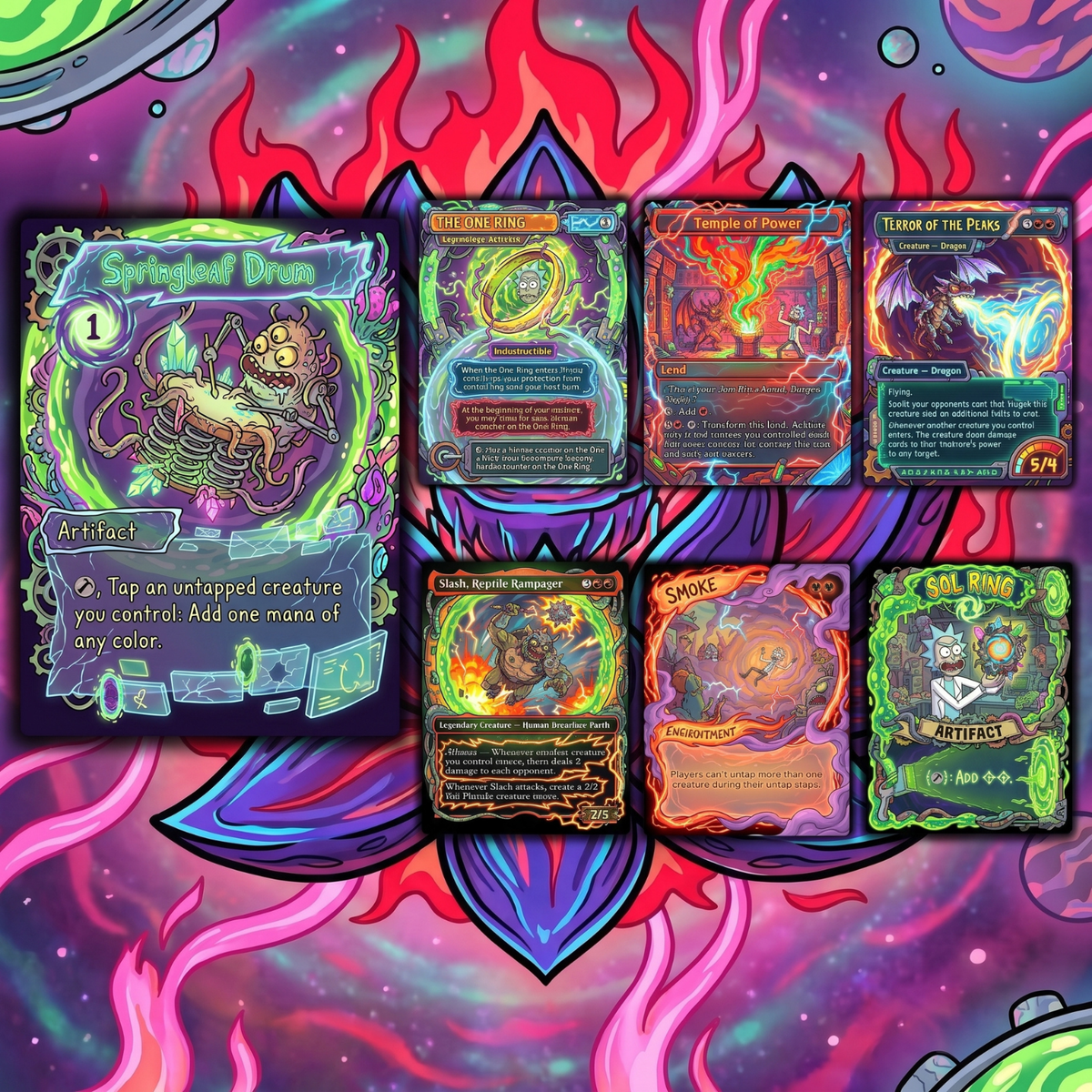 Rick and Morty Nekusar Commander Deck | Wheel MTG Proxy EDH Deck | 120 Custom MTG Cards & Tokens