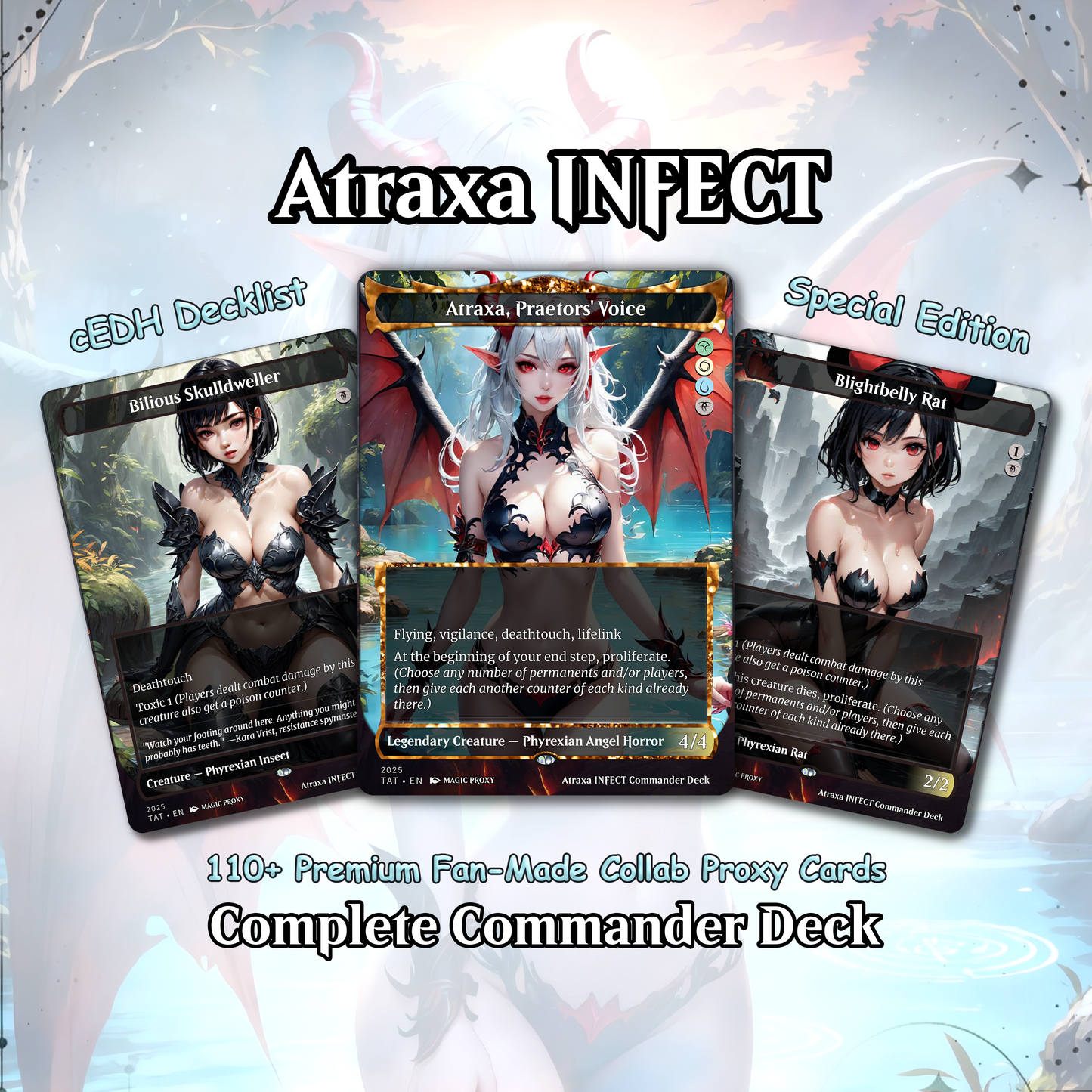 Atraxa INFECT Anime Style Waifu Ready to Play Proxy Commander Deck Custom Proxy MTG EDH Phyrexian Tribal English High Quality Cards