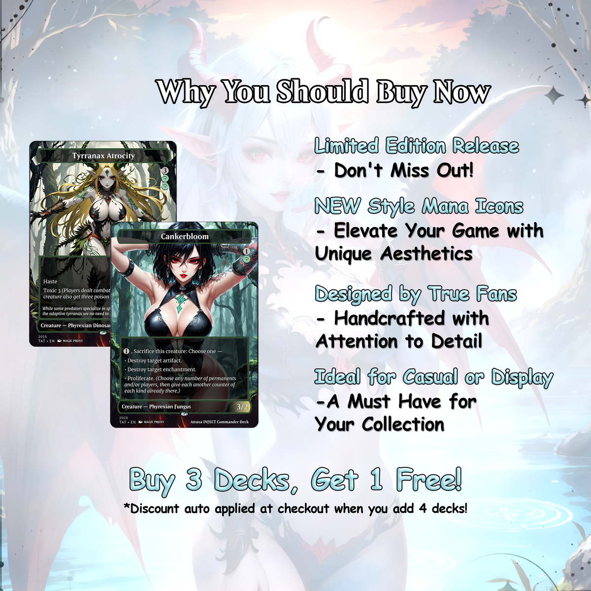 Atraxa INFECT Anime Style Waifu Ready to Play Proxy Commander Deck Custom Proxy MTG EDH Phyrexian Tribal English High Quality Cards