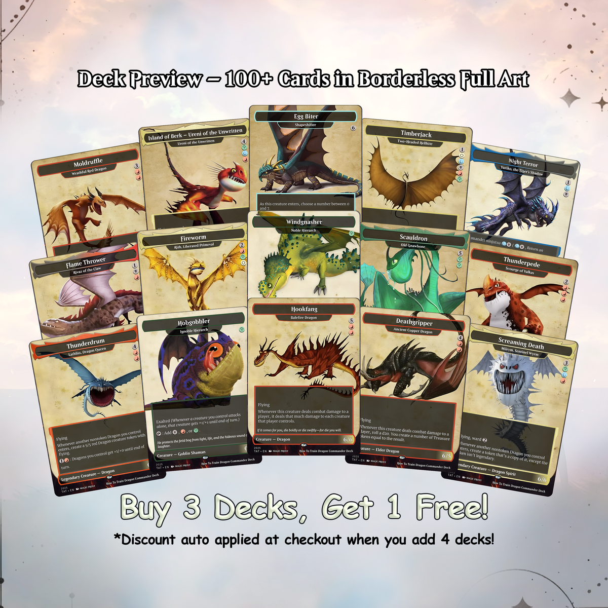 How to Train Your Dragon Commander Deck • Fly High with Toothless as Your Commander! • Custom MTG Card • Premium Proxy Card • Gift for Him