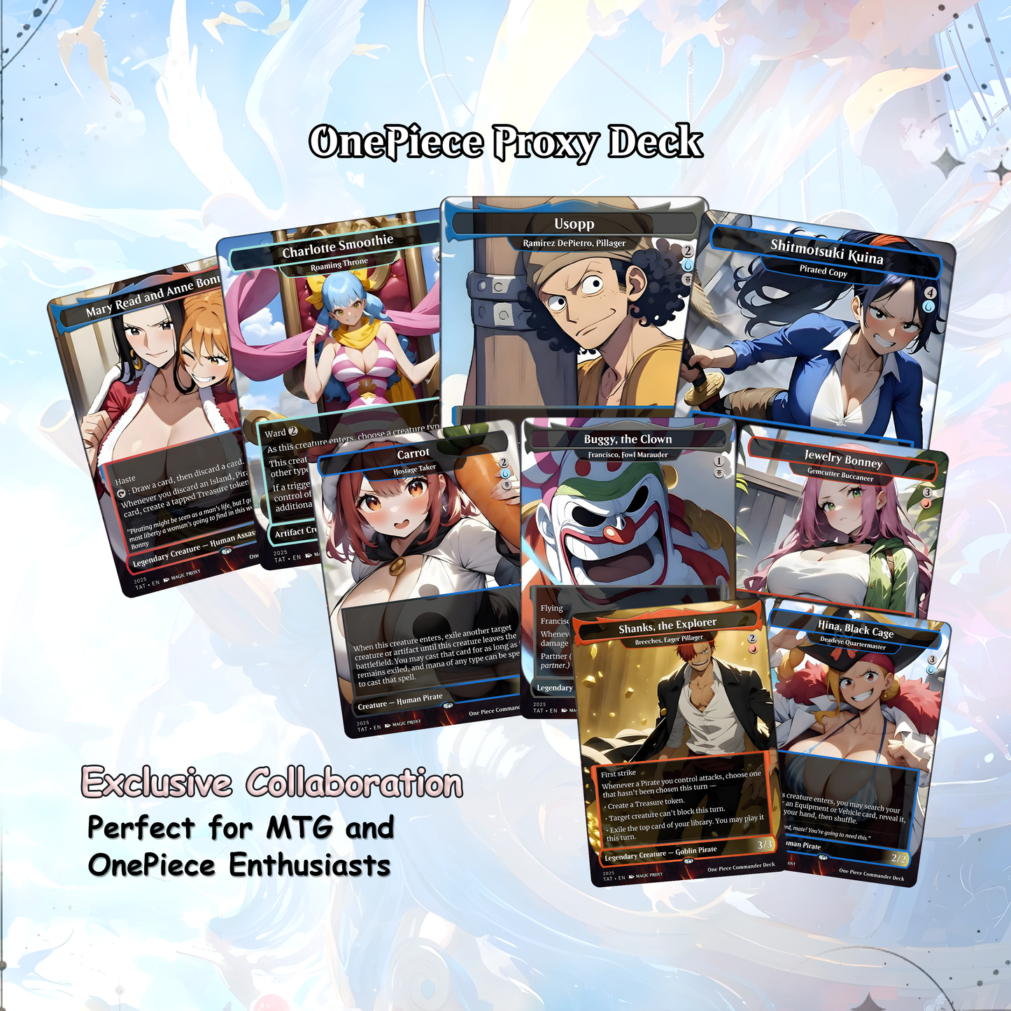 Complete Anime Pirate Tribal Deck, Custom Gift EDH Deck, Custom Anime OP Pirate Deck, Treasure Tokens, Admiral Brass Unsinkable
