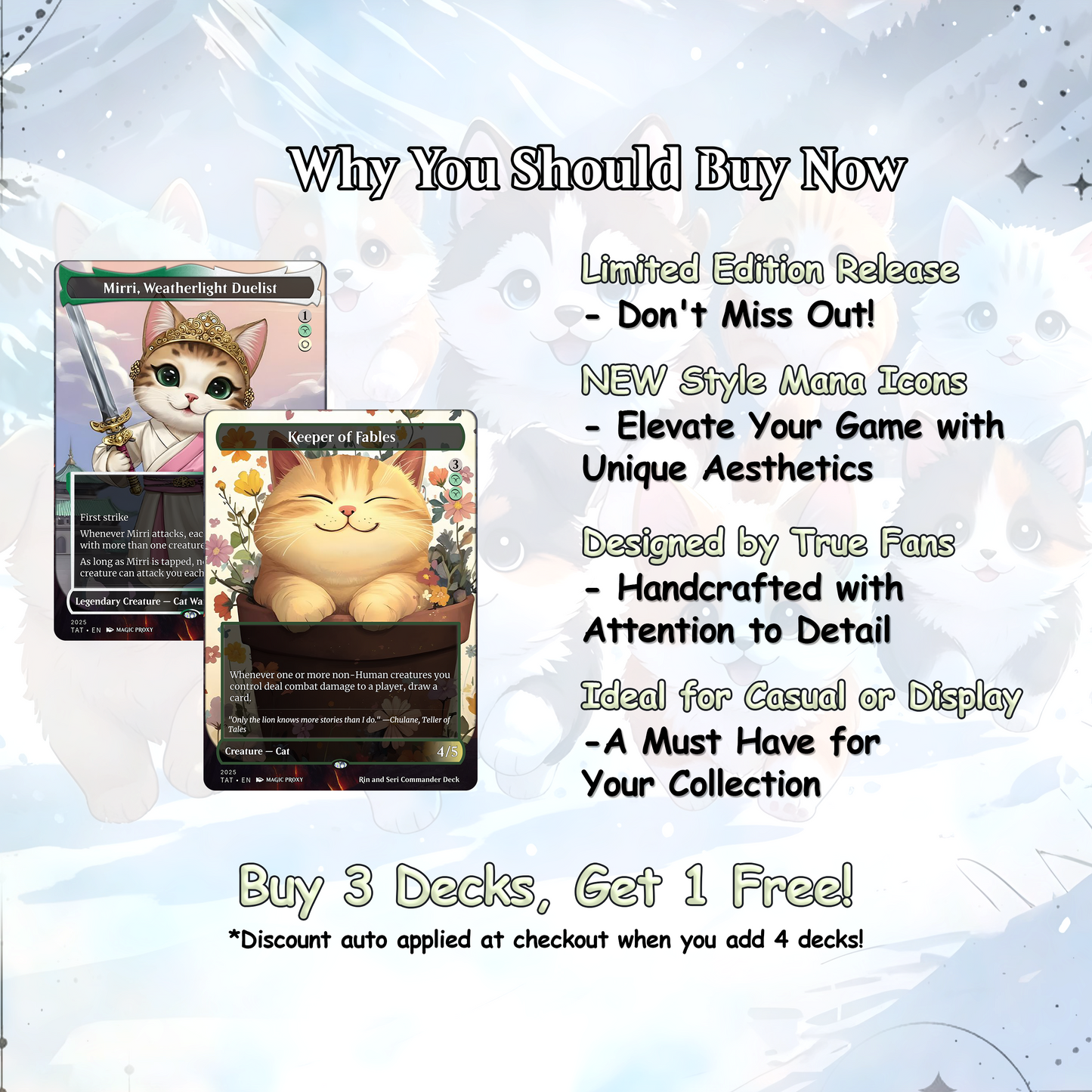 Rin and Sri Cat Dog Proxy Commander EDH Deck, 100 Cards + 8 Free Tokens | Cute Custom Full Art | MuraProxyArt
