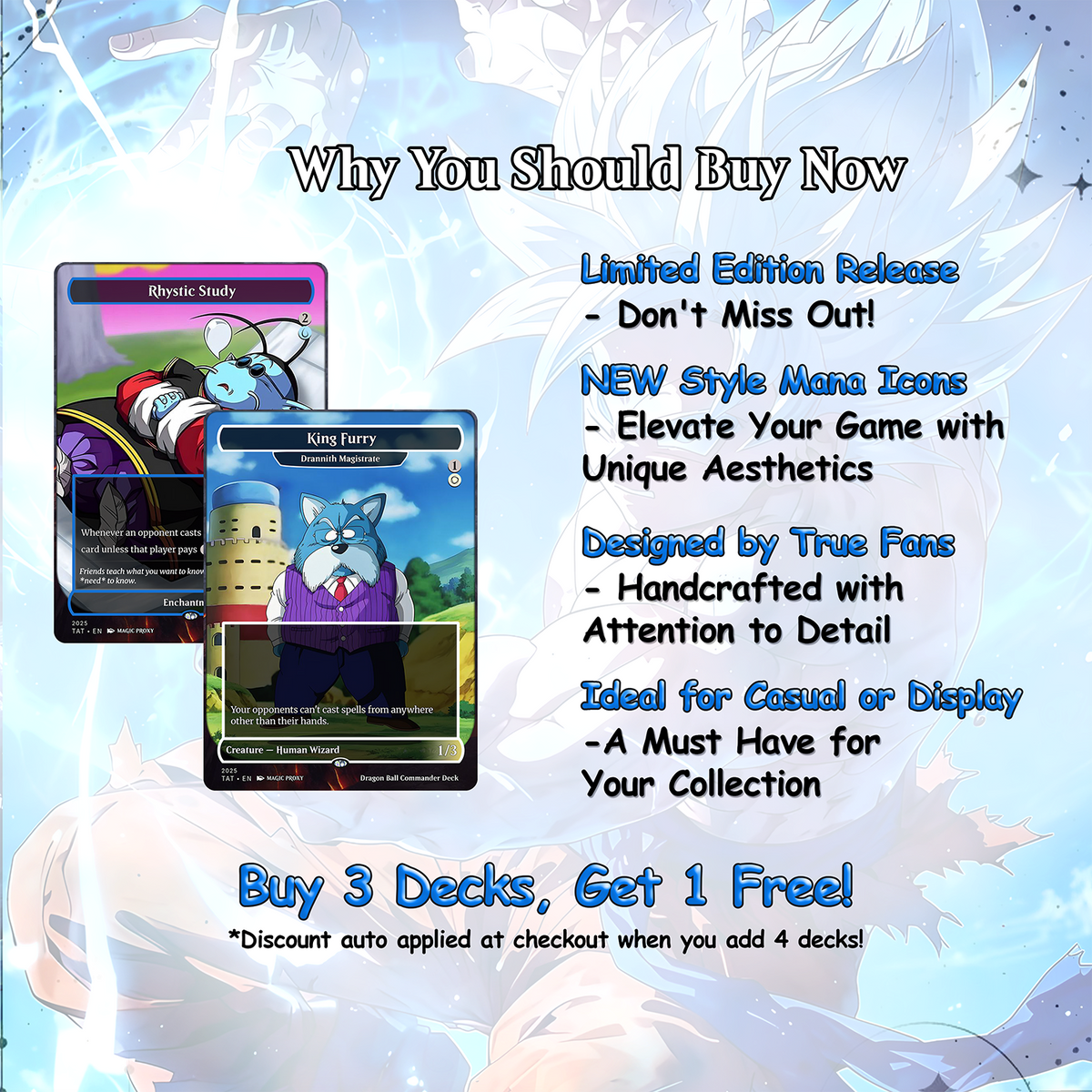 Dragon Ball Commander Deck • Dragon Ball Proxy Deck • M.t.g Commander Deck • Custom M.T.G card • Magic Proxies • Son Goku • M.t.g Deck Box
