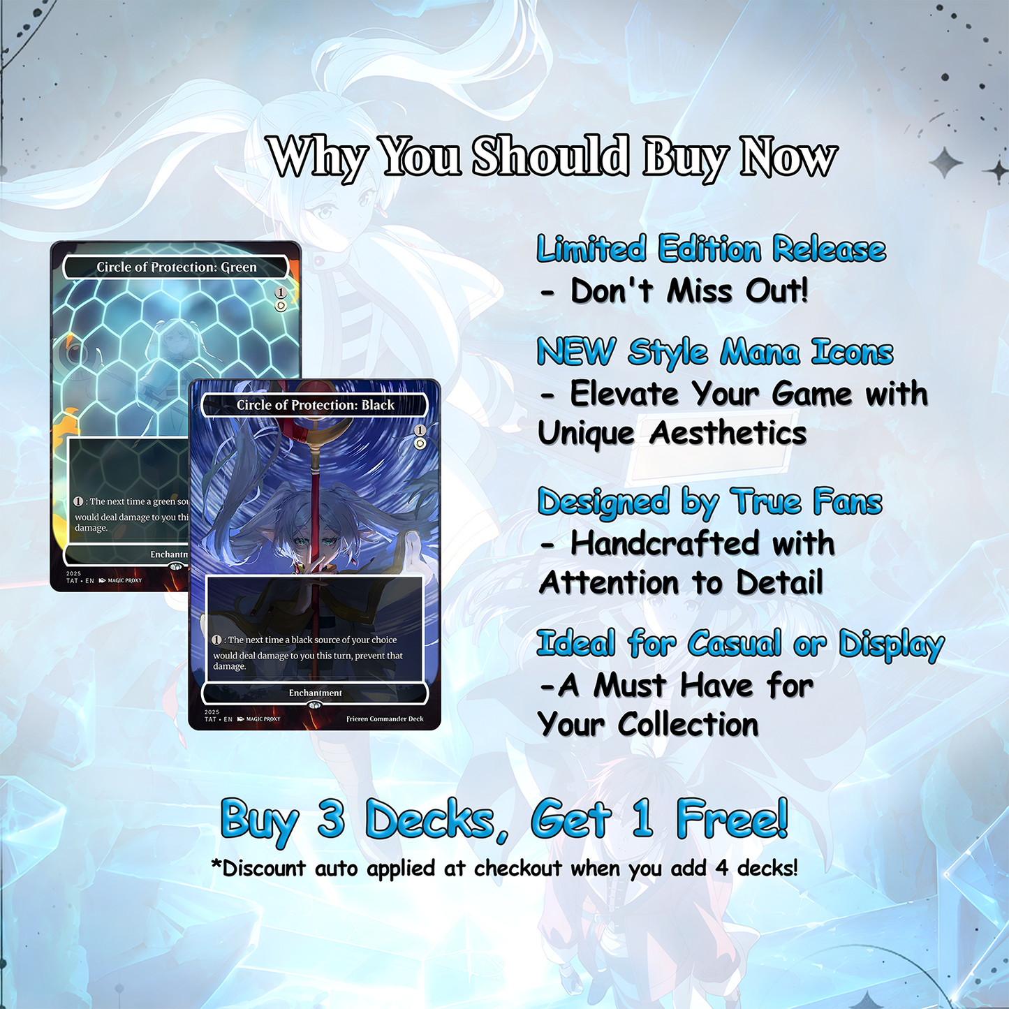 Frieren the Slayer Commander Proxy Deck - Absolute Virtue Pillowfort EDH - Anime Art