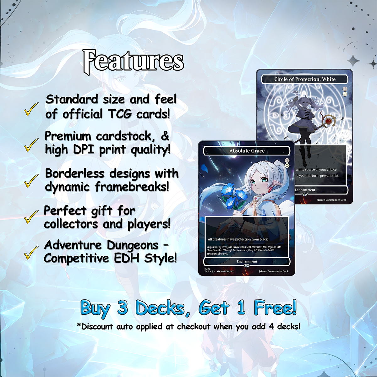 Frieren the Slayer Commander Proxy Deck - Absolute Virtue Pillowfort EDH - Anime Art