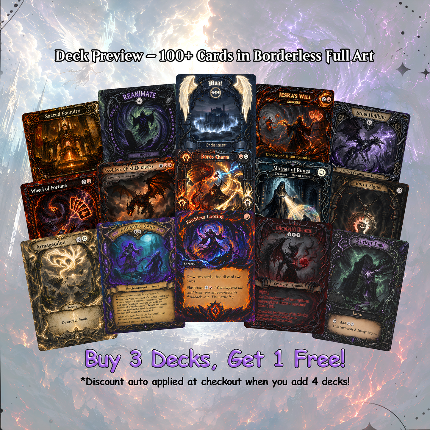 Angels Demons and Dragons Theme / Kaalia of the Vast Commander Deck / Premium Paper Proxy Deck / 100 cards + tokens / Angel Demon Dragon Theme Bracket 4 EDH Magic Deck