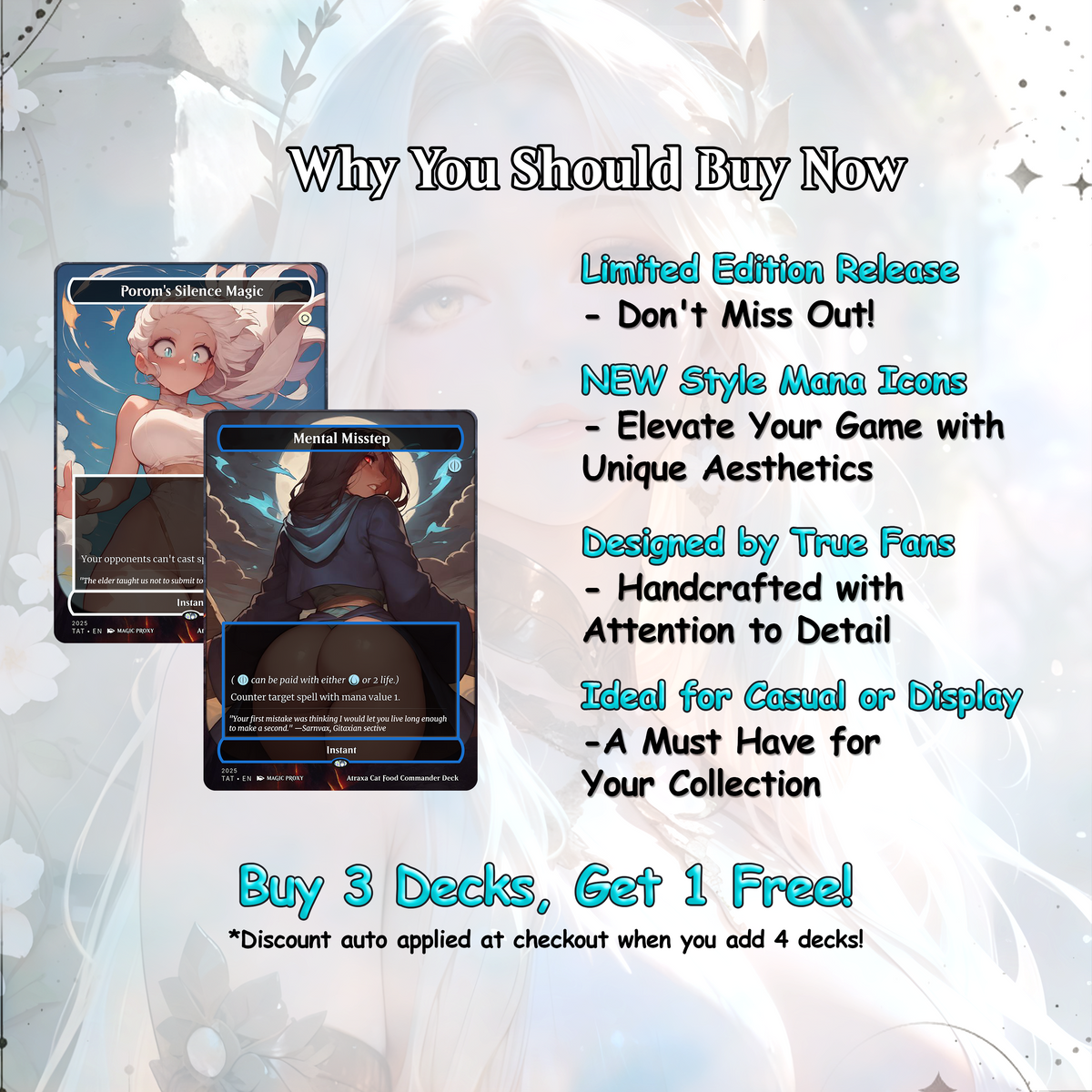 Atraxa Cat Food - Full TCG Proxy Commander EDH Deck - 108 cards - Tokens included - Waifu Anime Girls