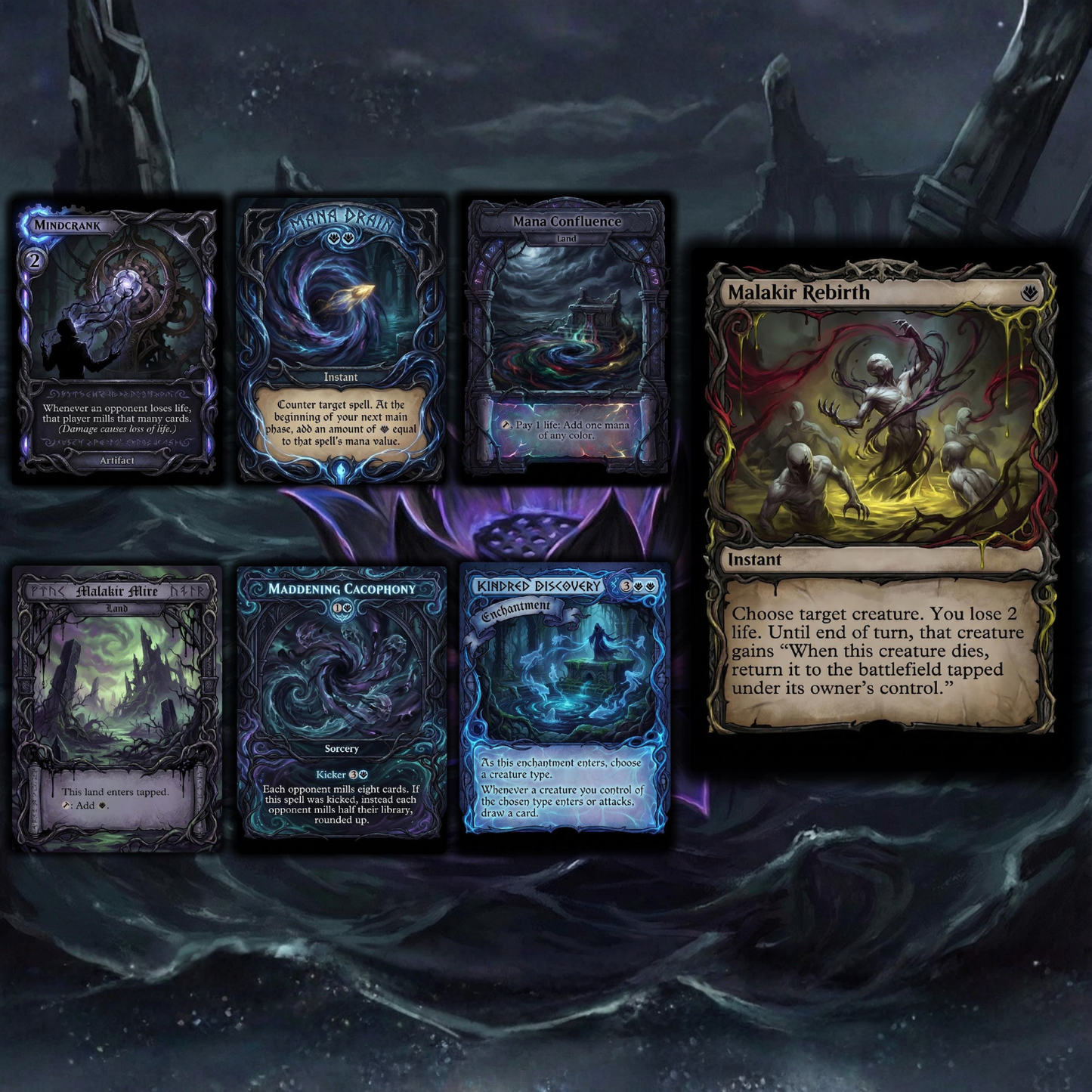Horror Tribal Theme / Captain N'ghathrod Commander Deck / Premium Paper Proxy Deck / 100 cards + tokens / Horror Mill Theme Bracket 4 EDH Magic Deck