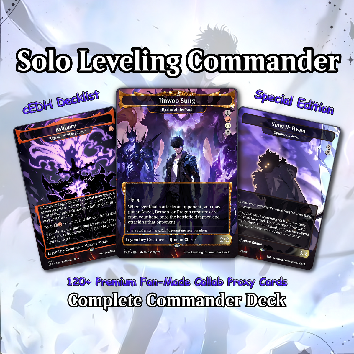 Solo Leveling Commander Deck • Jinwoo Sung Mtg Proxy Deck • Solo Leveling Proxy Card • Custom Mtg Proxies • Mtg Proxy • Mtg Deck Box
