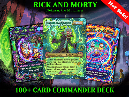 Rick and Morty Theme / Nekusar, the Mindrazer Commander Deck / Premium Paper Proxy Deck / 110 cards + tokens / Wheel Control Theme Bracket 4 EDH Magic Deck