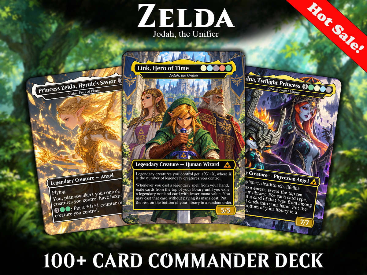 Zelda Inspired Commander Deck – Saviors of Hyrule | 100 Custom Fantasy Proxy Cards | EDH Deck | Legend of Zelda