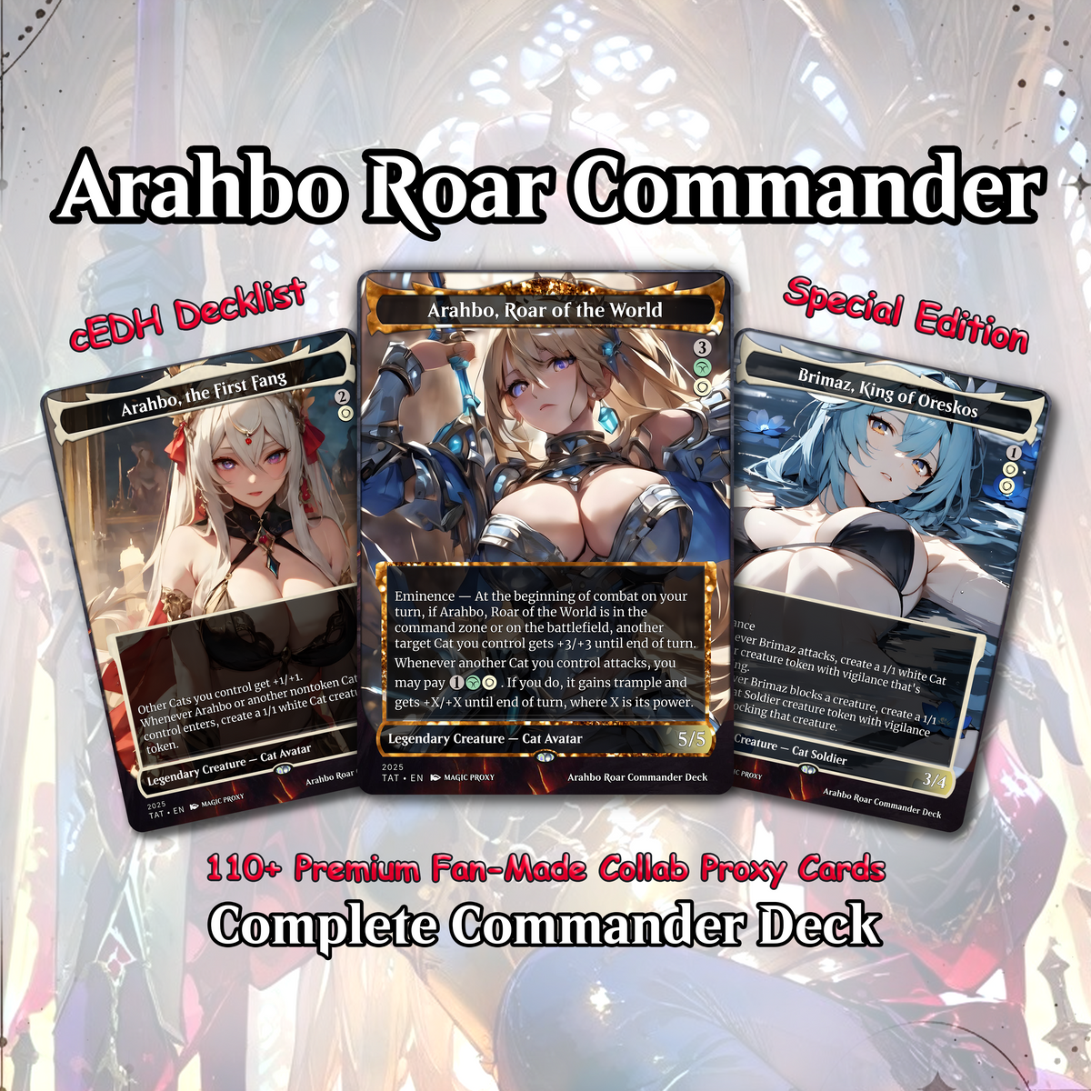 Arahbo, Roar of the World Anime Style Waifu Tribal Commander Deck Special Edition Custom Proxy Deck High Quality Cards 108 Cards