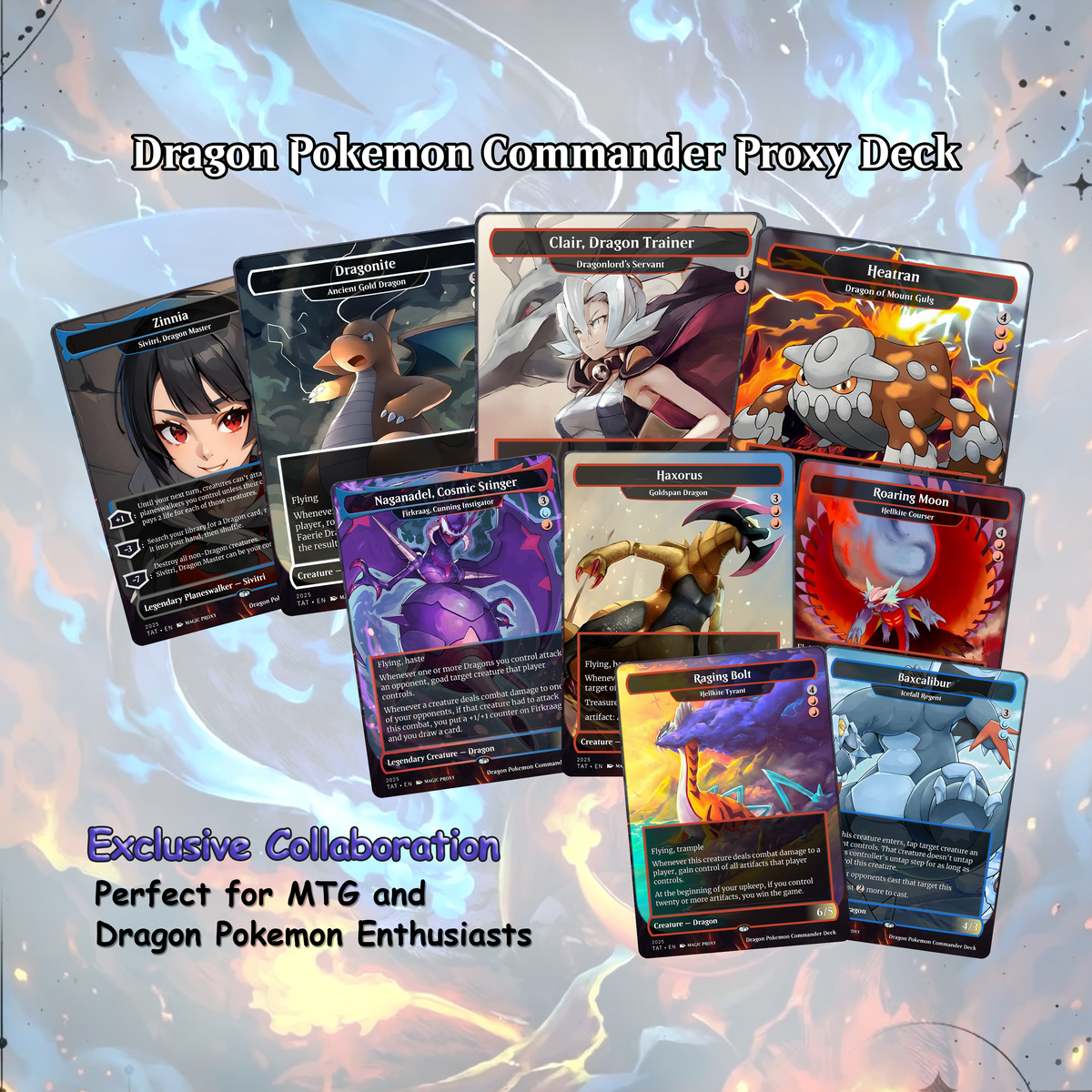 The Ur-Dragon Pokémon Inspired MTG Commander Proxy Deck – Tarkir Dragonstorm – Dragon Tribal EDH – Custom Magic: The Gathering Proxy Cards
