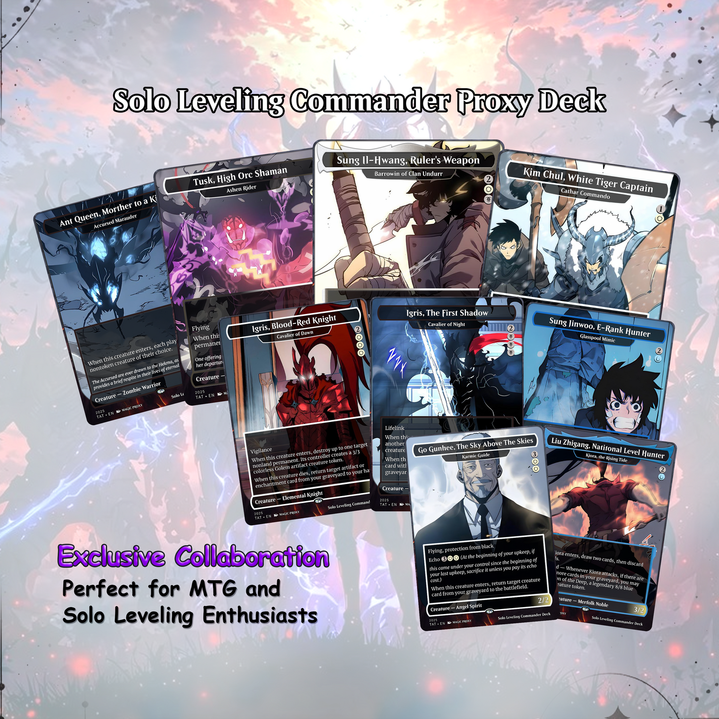Solo Leveling Commander Deck | Jinwoo Inspired MTG Proxy Deck | Anime Card Collection