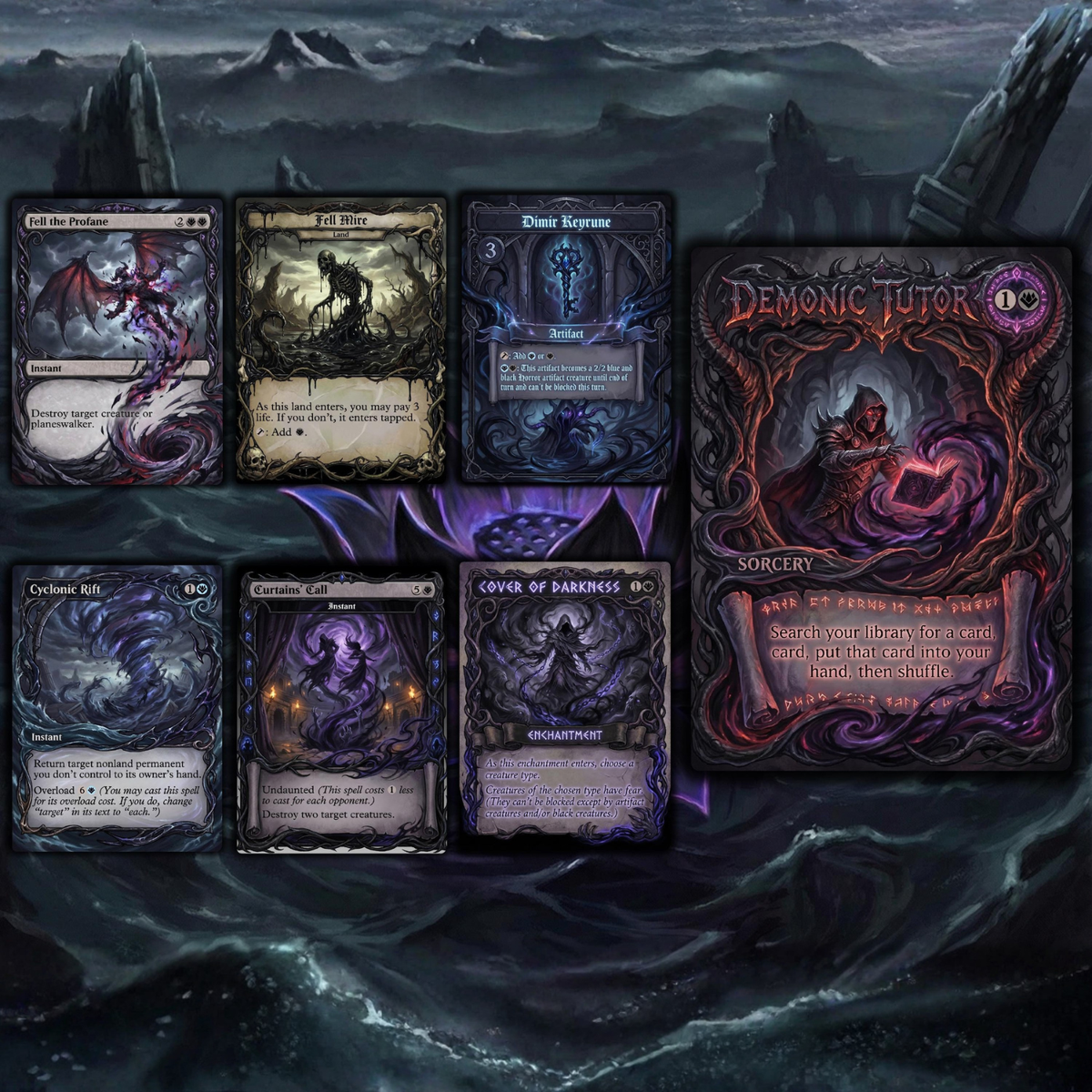 Horror Tribal Theme / Captain N'ghathrod Commander Deck / Premium Paper Proxy Deck / 100 cards + tokens / Horror Mill Theme Bracket 4 EDH Magic Deck