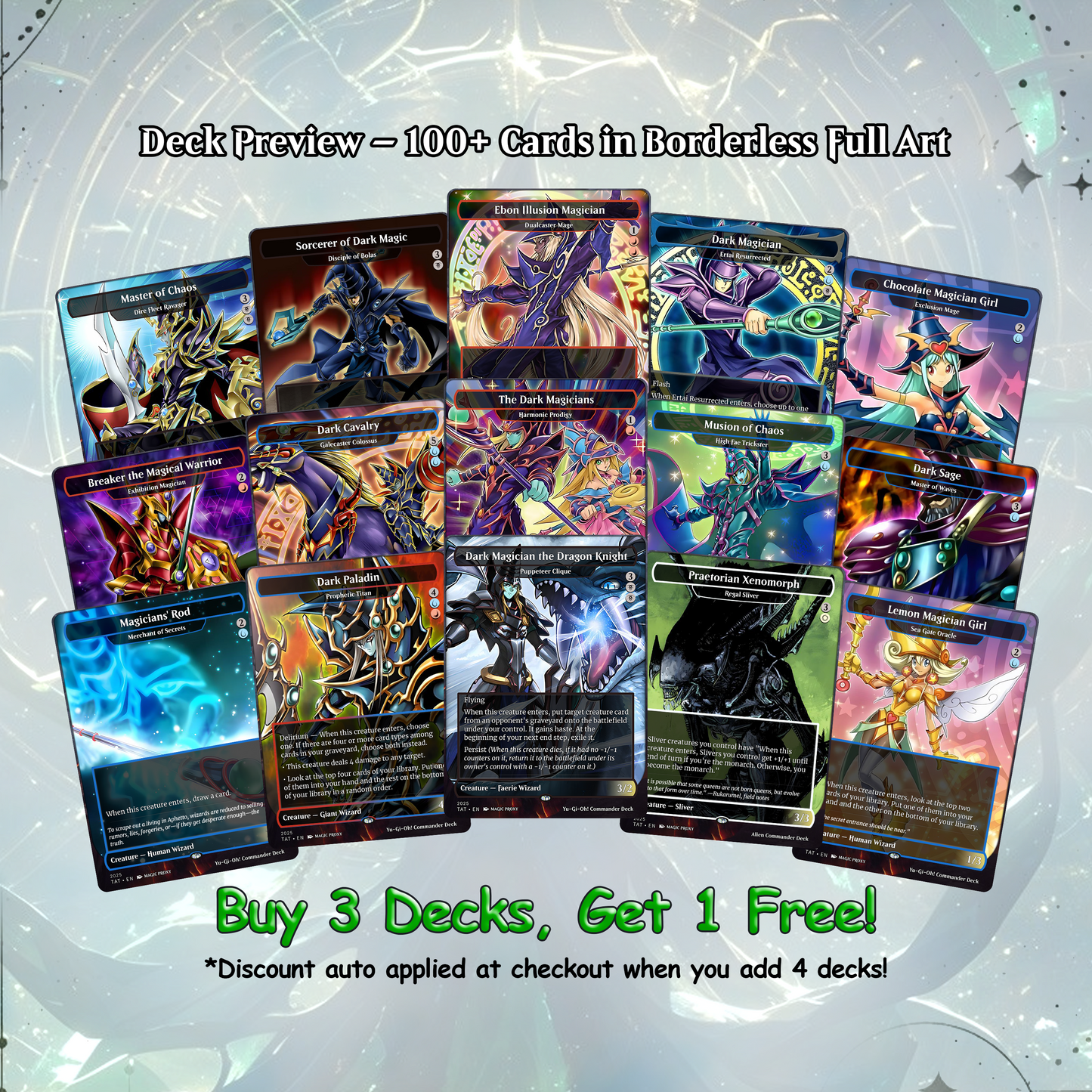 Yu-Gi-Oh MTG EDH Commander Proxy Deck - Dark Magic! - Wizards - 100 Cards, 8 Tokens - Magic - Gathering - Yugioh - Proxies - Orica