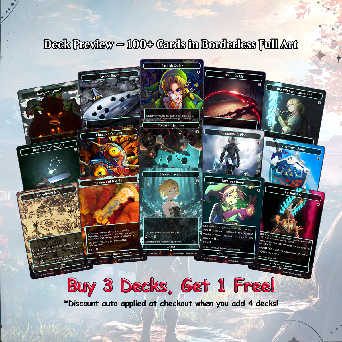 Ultimate Zelda MTG Commander Link & Triforce EDH Proxy Deck