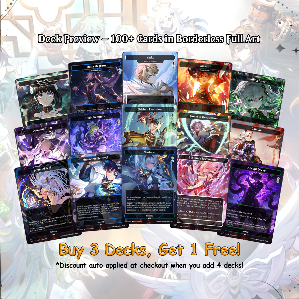 Genshin Impact Inspired MTG Commander Proxy Deck – Kenrith EDH – The Evolution – 100+ Custom Competitive Magic: The Gathering Proxy Cards