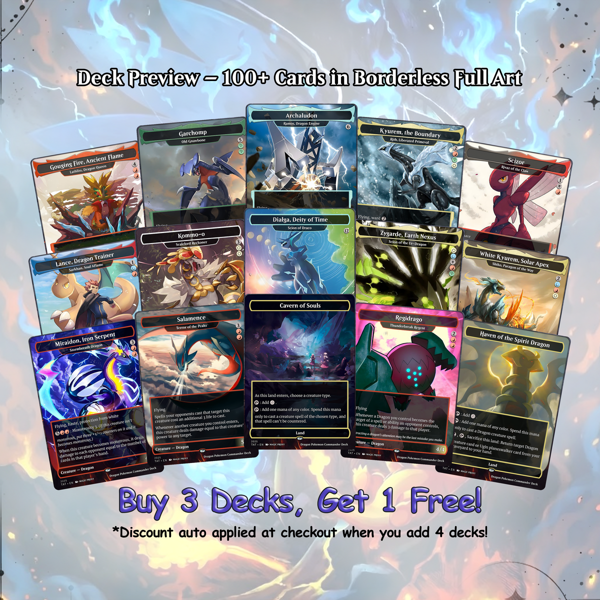 The Ur-Dragon Pokémon Inspired MTG Commander Proxy Deck – Tarkir Dragonstorm – Dragon Tribal EDH – Custom Magic: The Gathering Proxy Cards