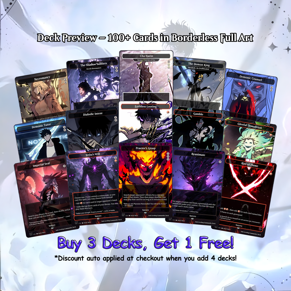 Solo Leveling Commander Deck • Jinwoo Sung Mtg Proxy Deck • Solo Leveling Proxy Card • Custom Mtg Proxies • Mtg Proxy • Mtg Deck Box