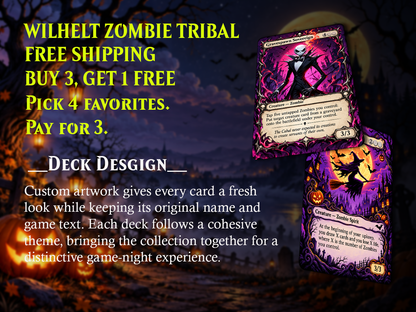 The Nightmare Before Christmas Commander Deck Proxy | Jack Skellington Inspired EDH Deck | Wilhelt Zombie Tribal | 100 Custom Cards