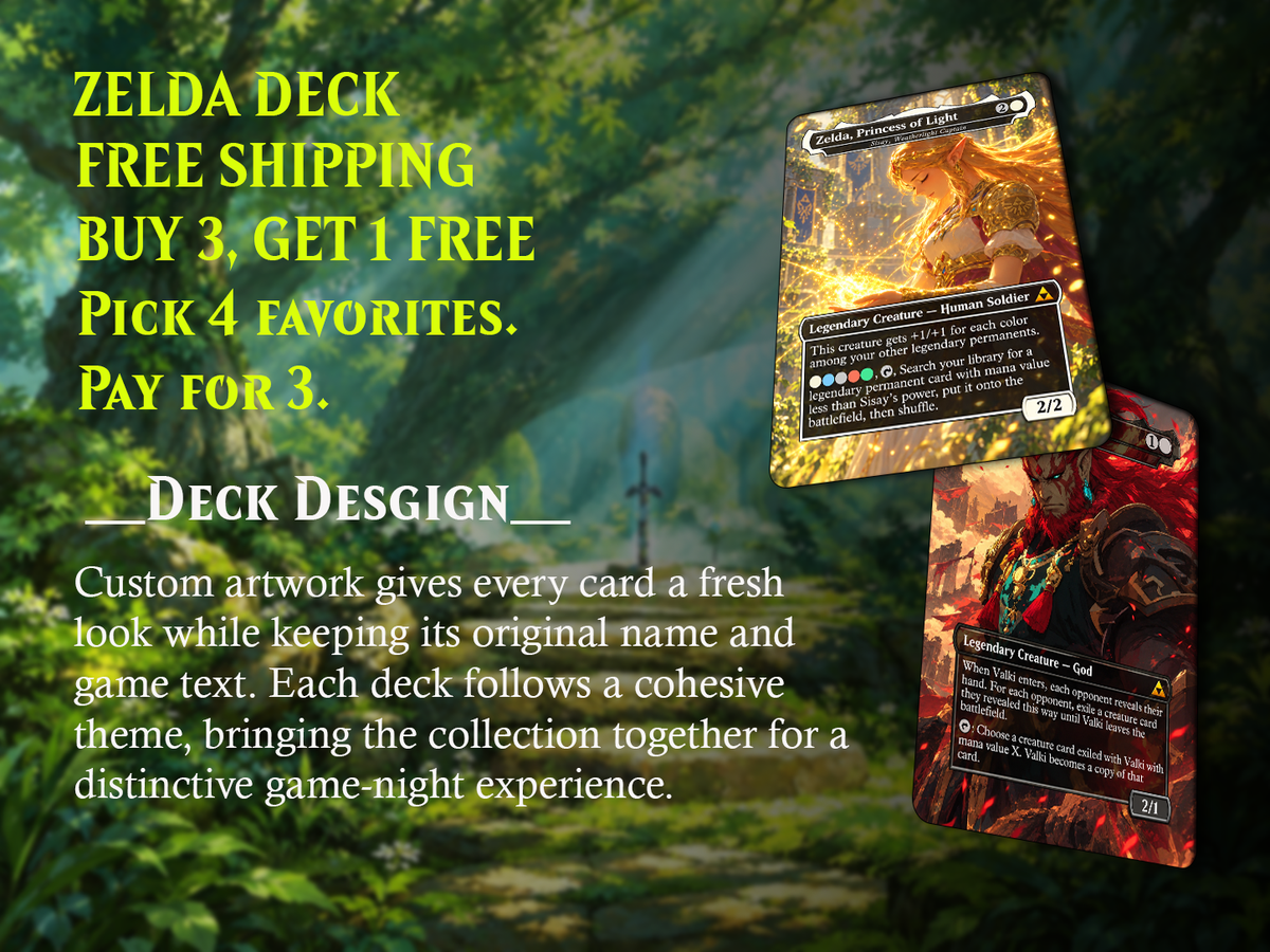 Zelda Inspired Commander Deck – Saviors of Hyrule | 100 Custom Fantasy Proxy Cards | EDH Deck | Legend of Zelda