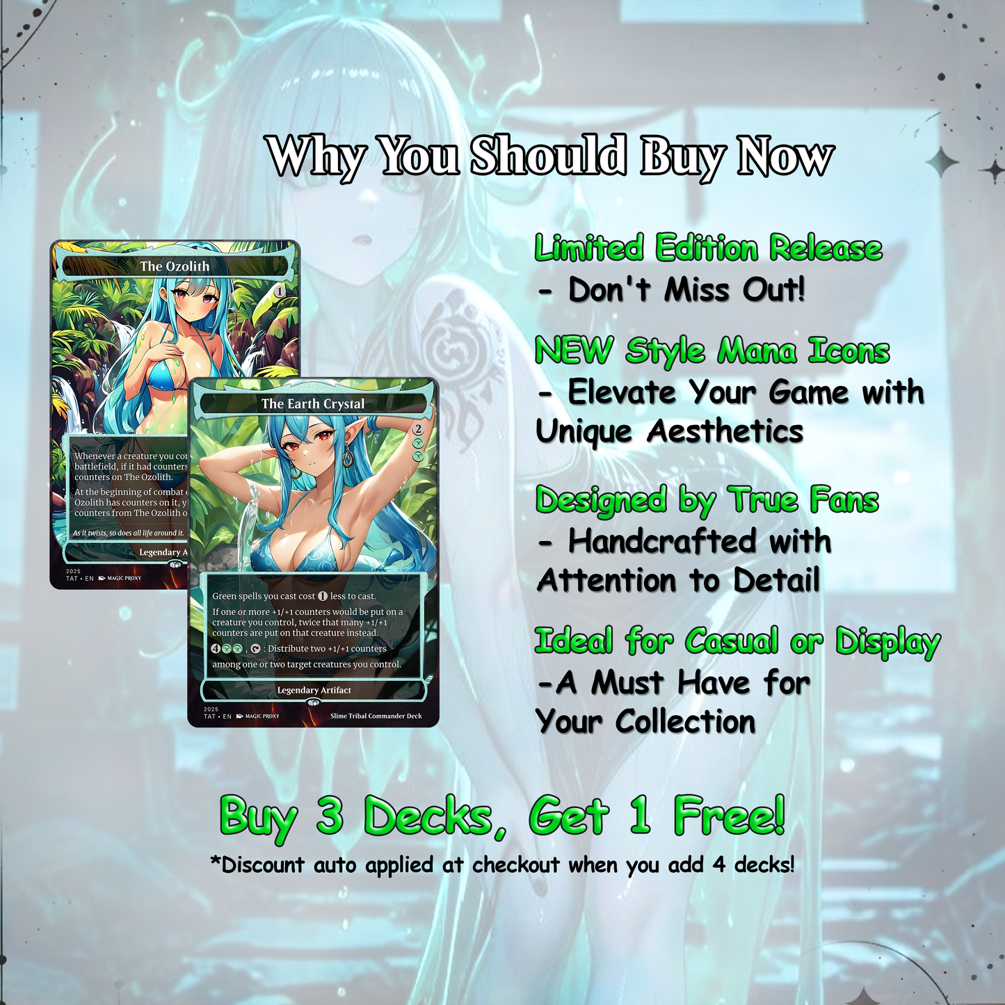 Ooze Tribal / Slime Storm Anime Style Waifu Proxy Commander Deck Special Edition Custom MTG EDH Deck English High Quality Cards