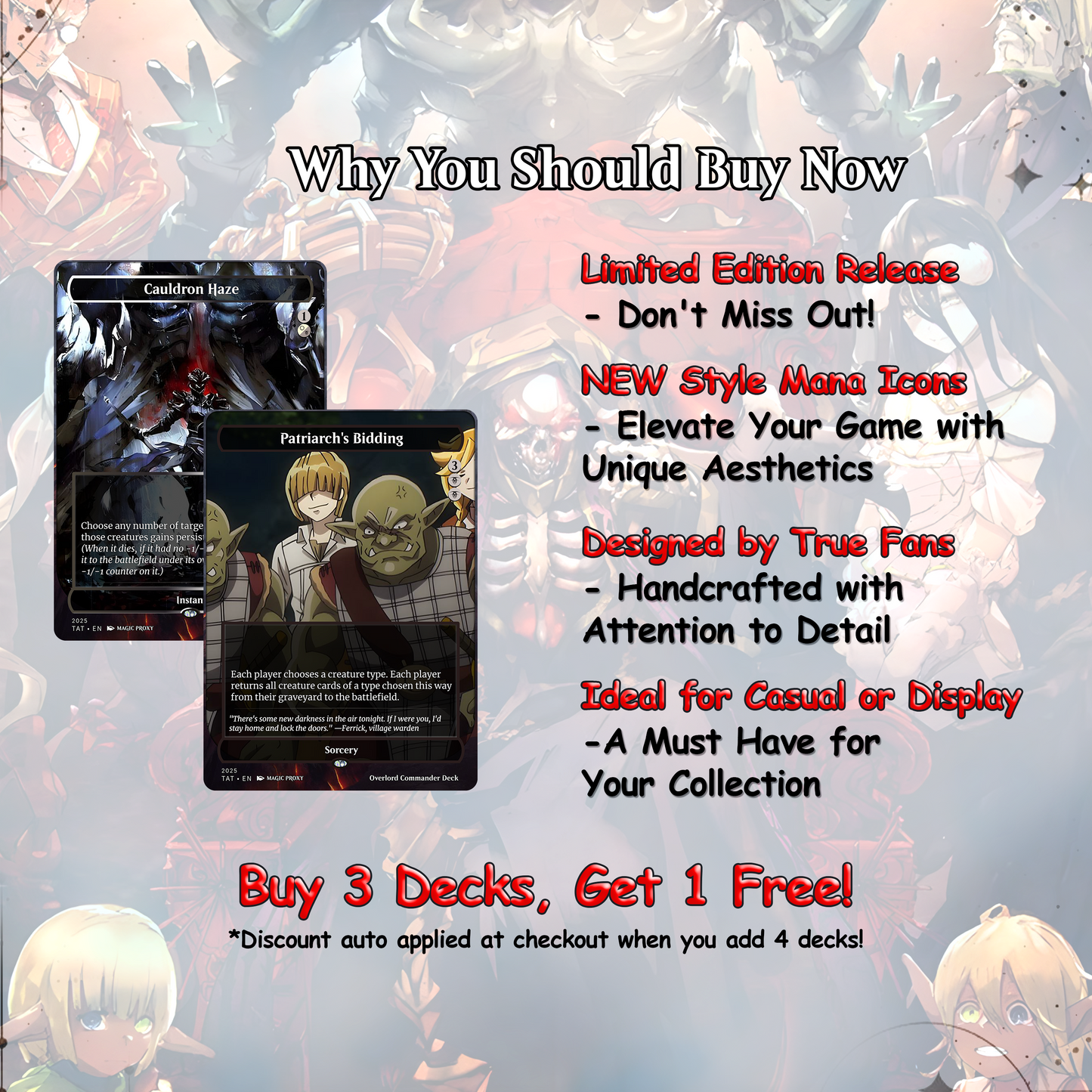 Overlord Zombie Commander Deck Proxy | Anime Inspired EDH Deck | Zombie Tribal Reanimator | 100 Cards