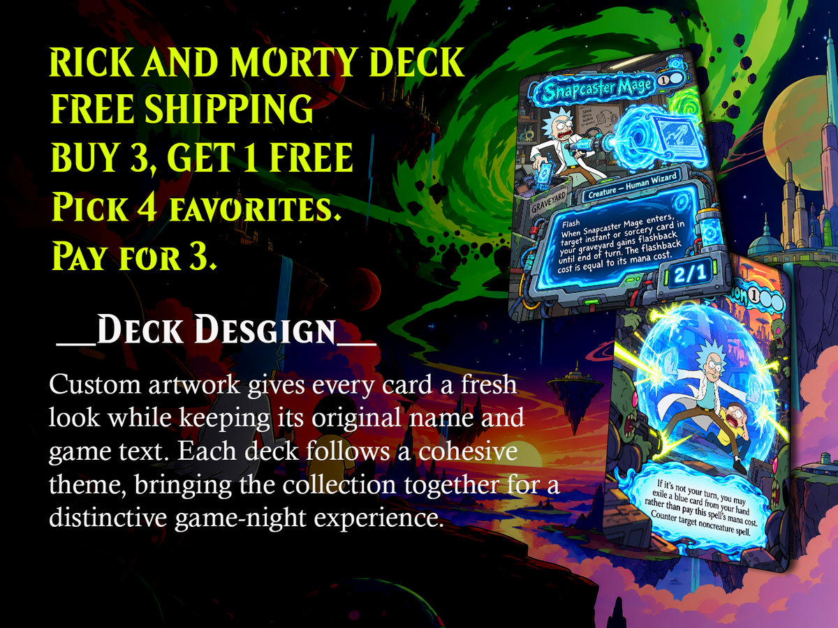Rick and Morty Commander Deck – Thrasios & Tymna | 100+ Custom Anime Proxy Cards | EDH Deck | Rick Sanchez