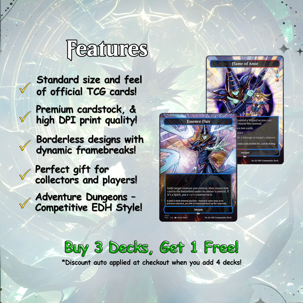 Yu-Gi-Oh MTG EDH Commander Proxy Deck - Dark Magic! - Wizards - 100 Cards, 8 Tokens - Magic - Gathering - Yugioh - Proxies - Orica