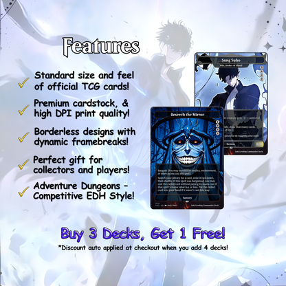 Solo Leveling Commander Deck • Jinwoo Sung Mtg Proxy Deck • Solo Leveling Proxy Card • Custom Mtg Proxies • Mtg Proxy • Mtg Deck Box