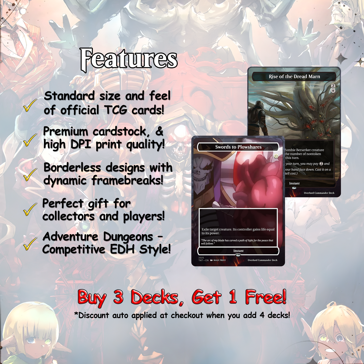 Overlord Zombie Commander Deck Proxy | Anime Inspired EDH Deck | Zombie Tribal Reanimator | 100 Cards