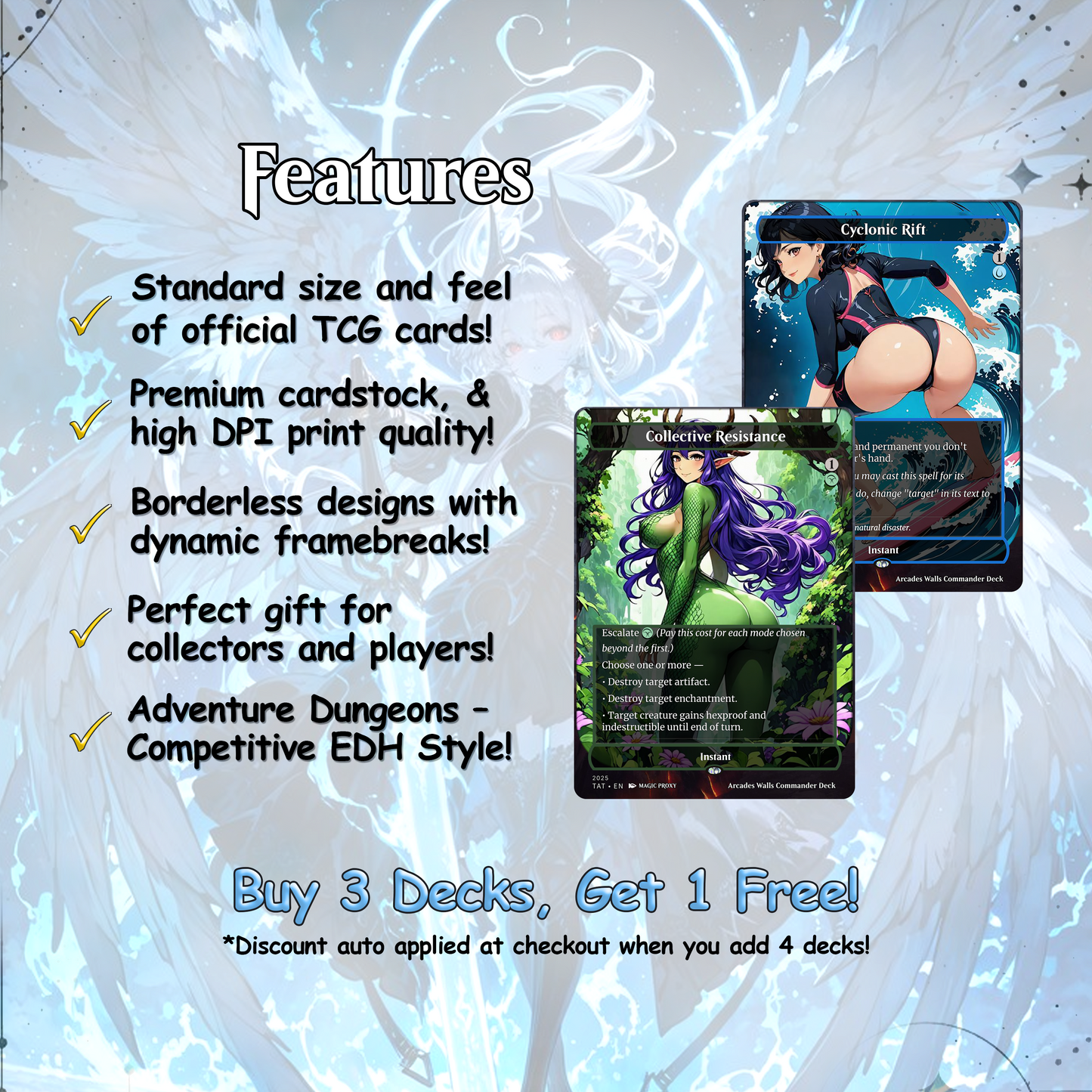 Arcades Walls/Butts Themed Defender Tribal Anime Style Waifu Proxy Commander Deck Custom Proxy MTG EDH Defender English High Quality Cards